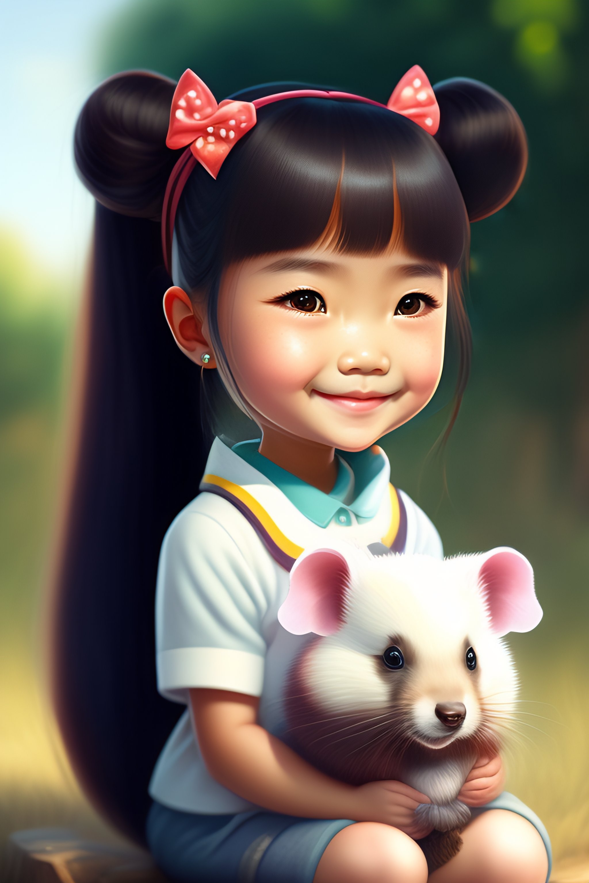 happy cartoon asian girl