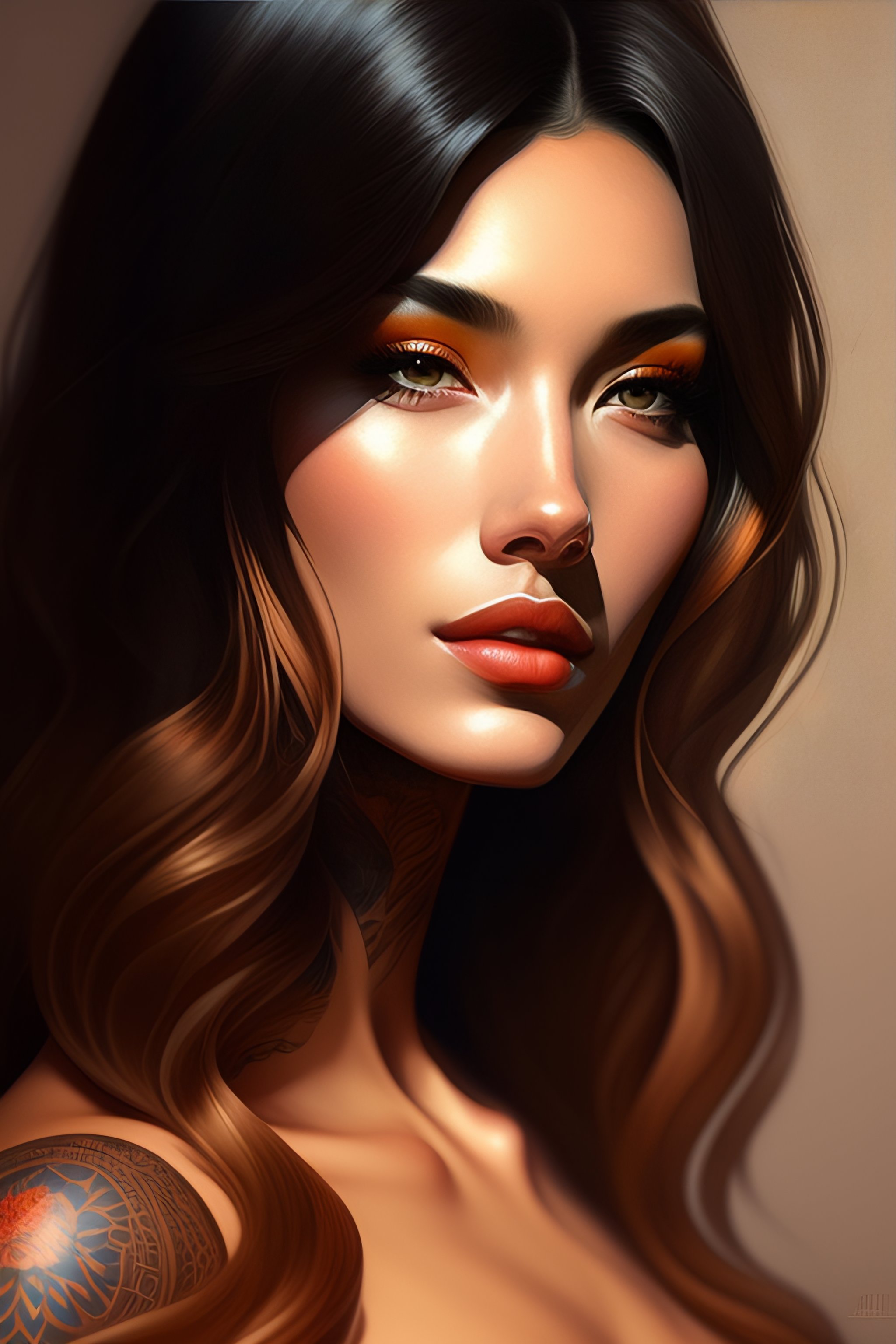 Lexica Beautiful woman with tattoos, sexy,, digital painting