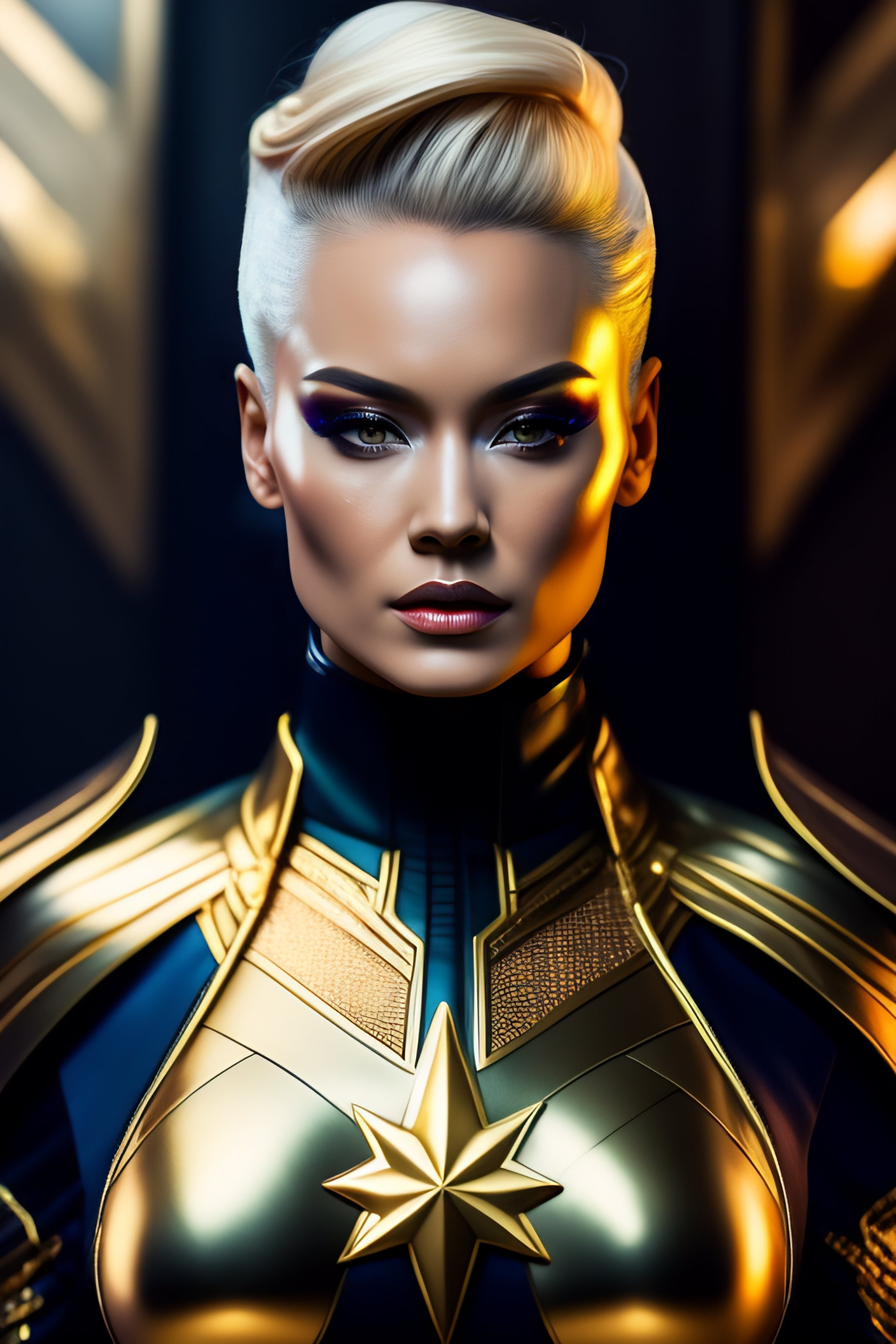 Lexica - Ultra-sharp photography of captain marvel sitting in an high ...