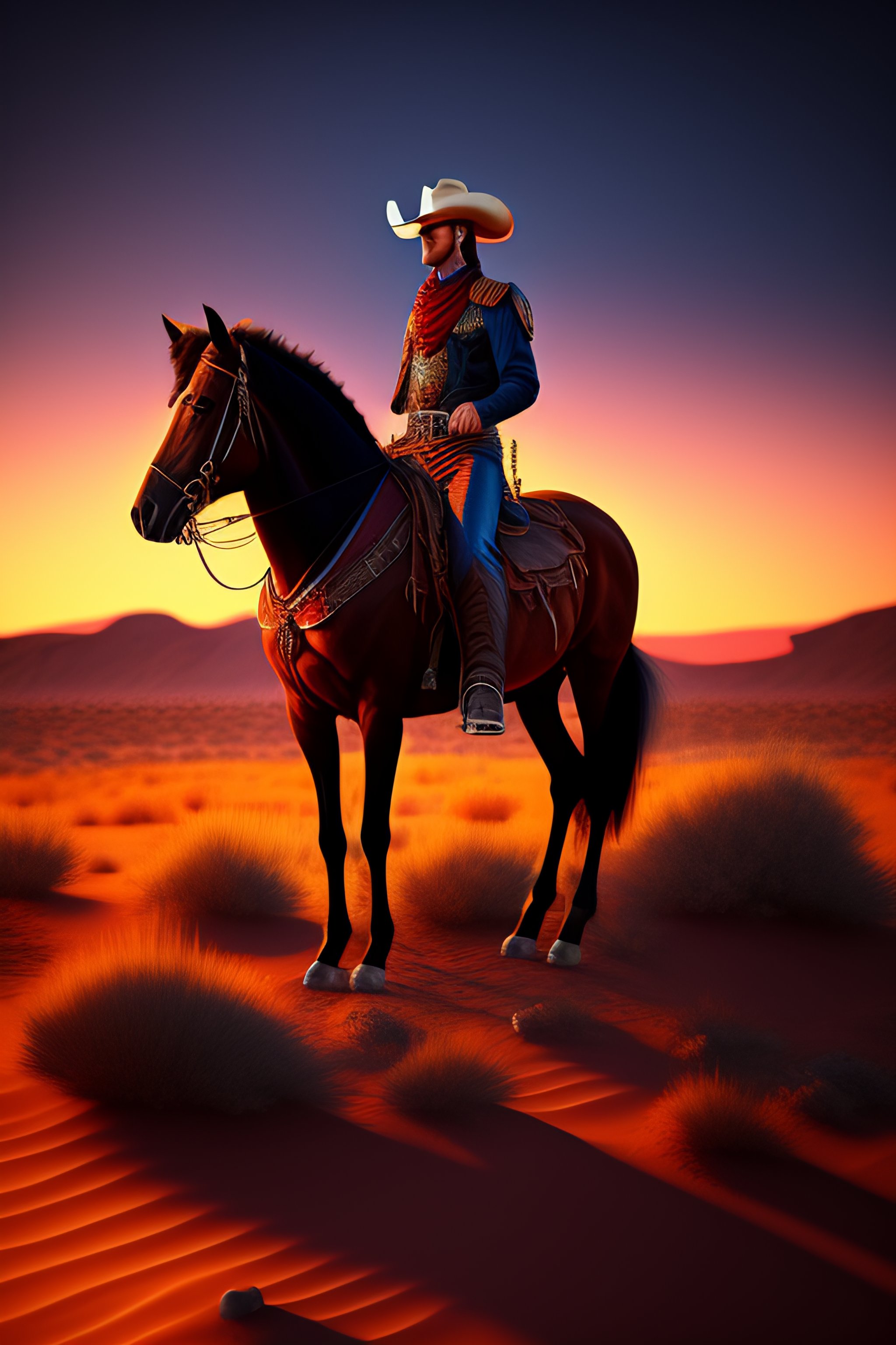 Lexica - Cowboy, sunset background, hyperdetailed photorealism, deep ...