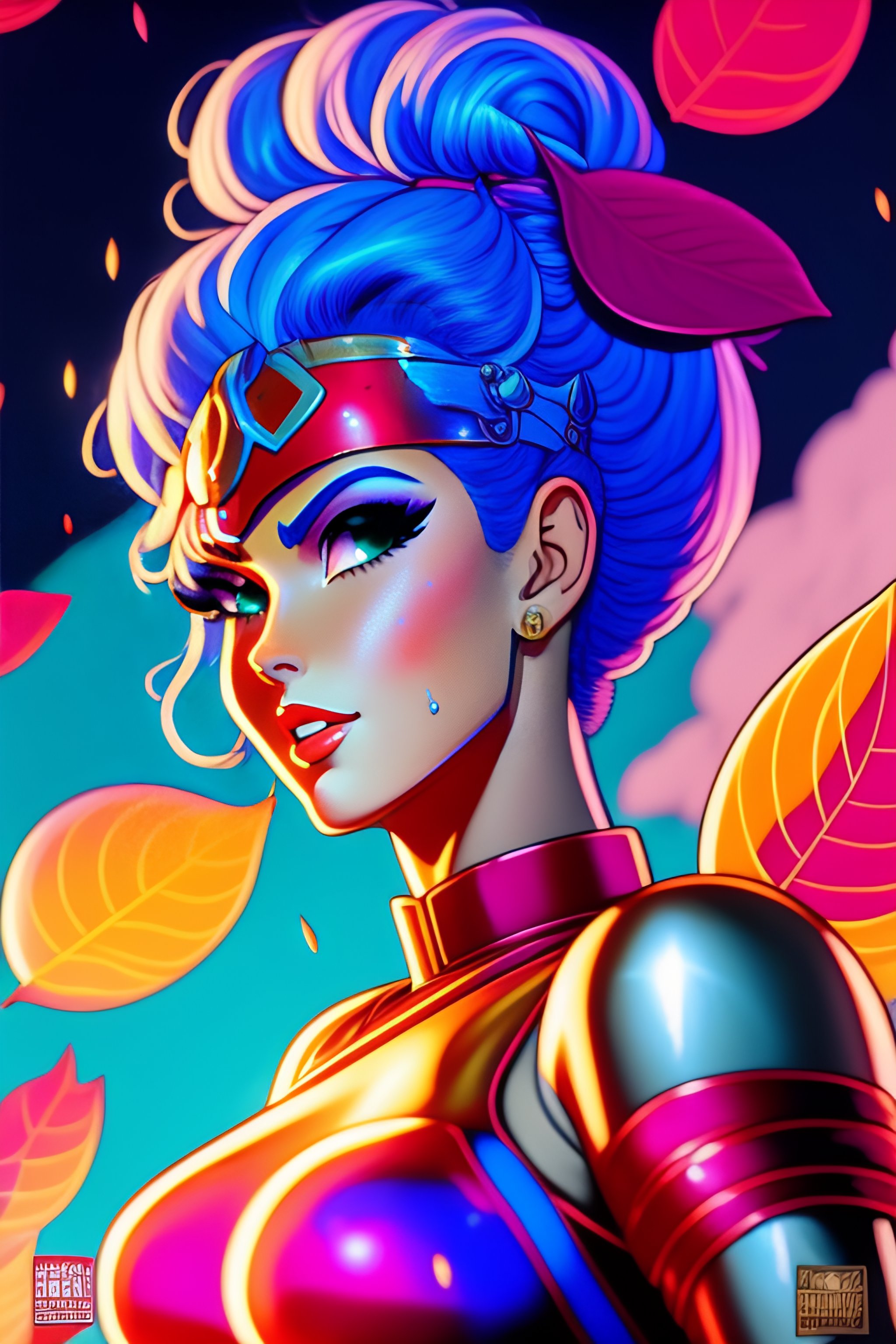 Lexica - Bulma in she-ra style. Falling leaves background; 200mm ...