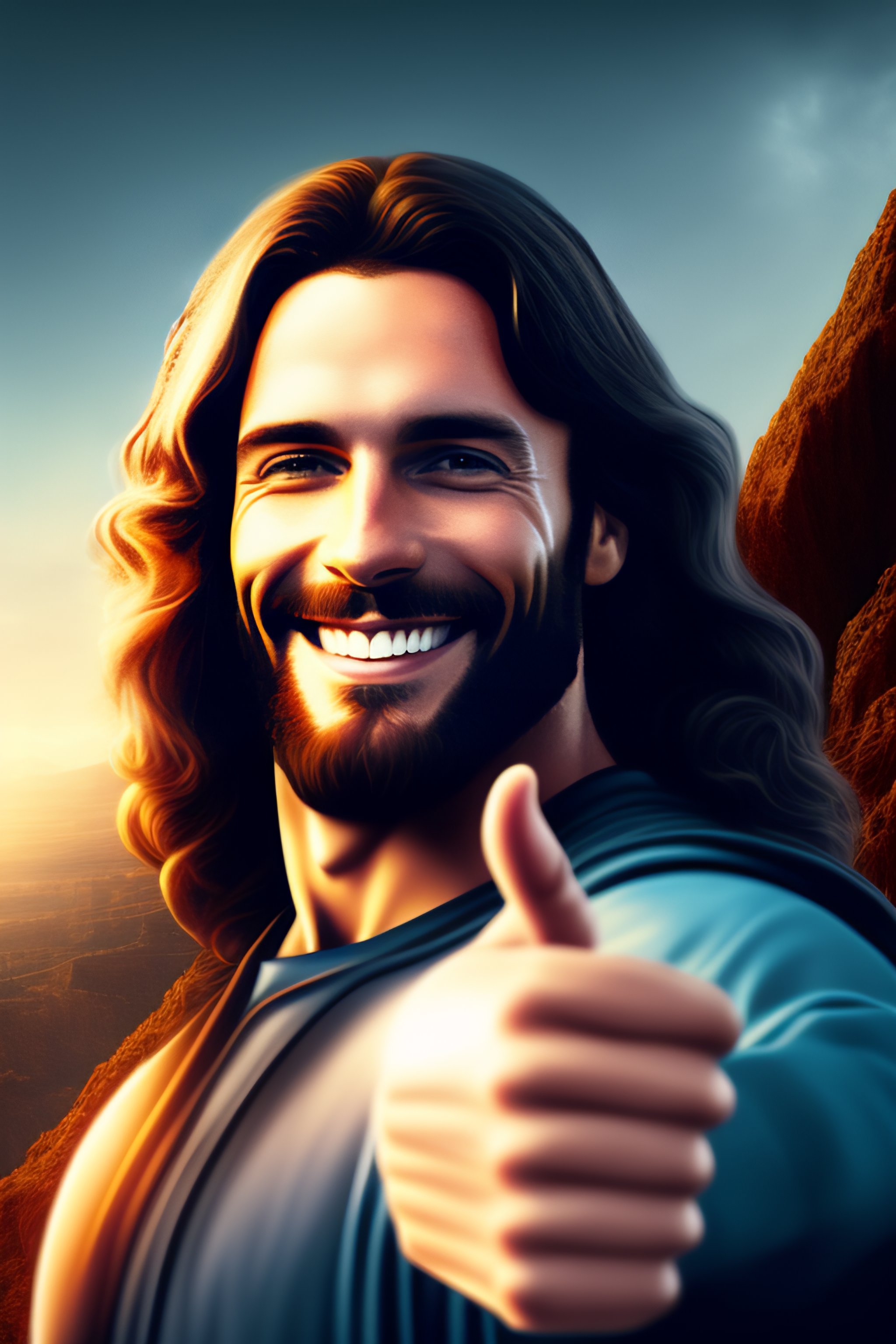 jesus thumbs down