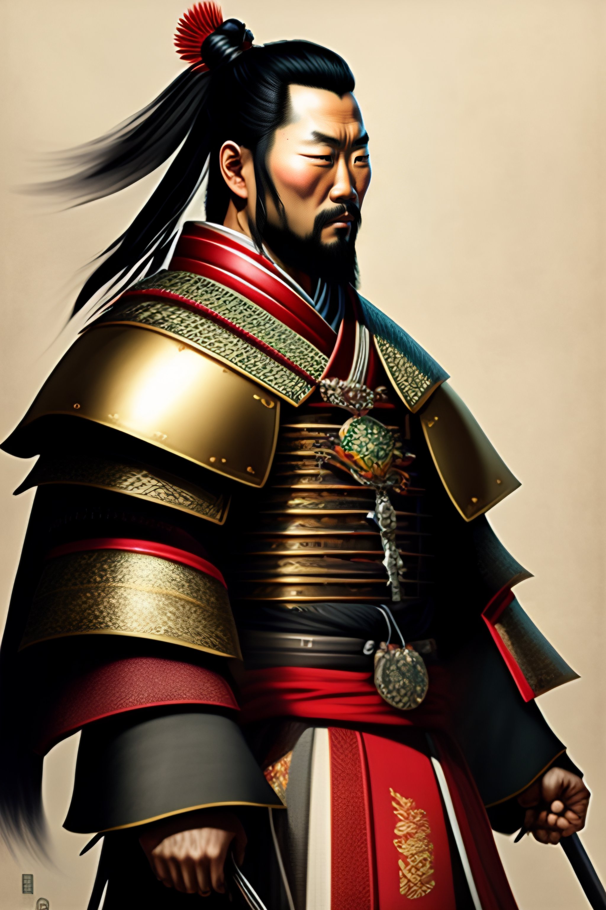 Lexica - A photo realistic portrait of a samurai. The samurai has his ...