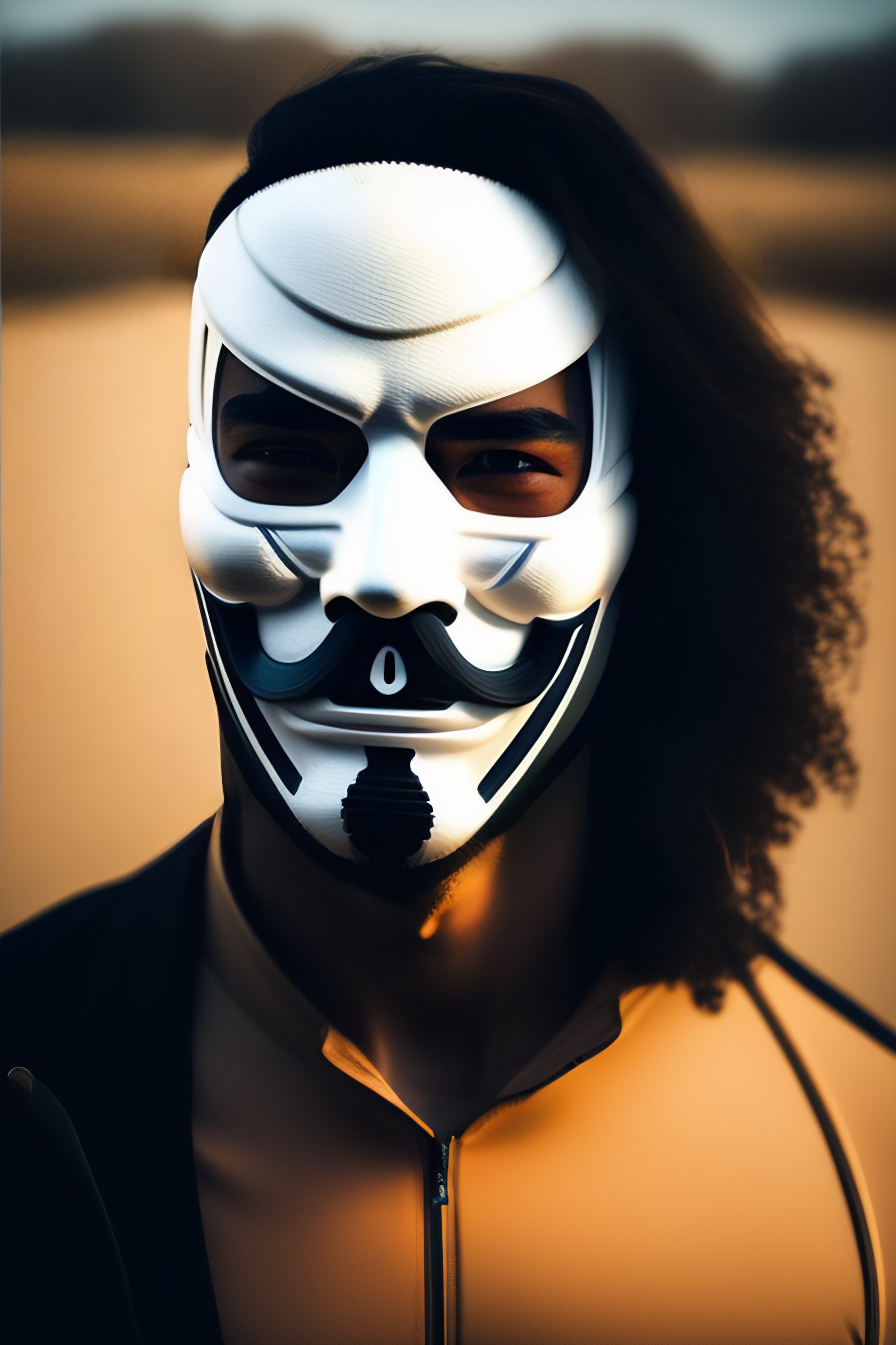 Lexica Creepy man with anonymous mask