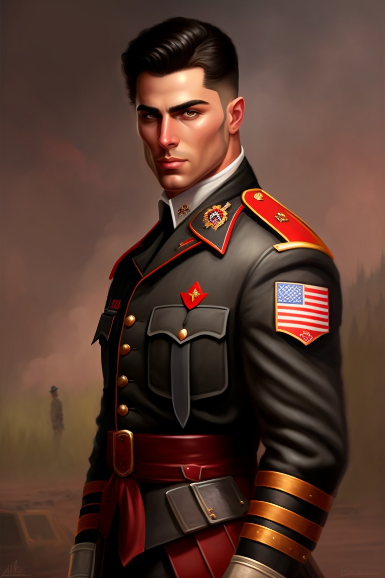 Lexica - Man, dramatic look, dramatic pose, beautiful background, war ...