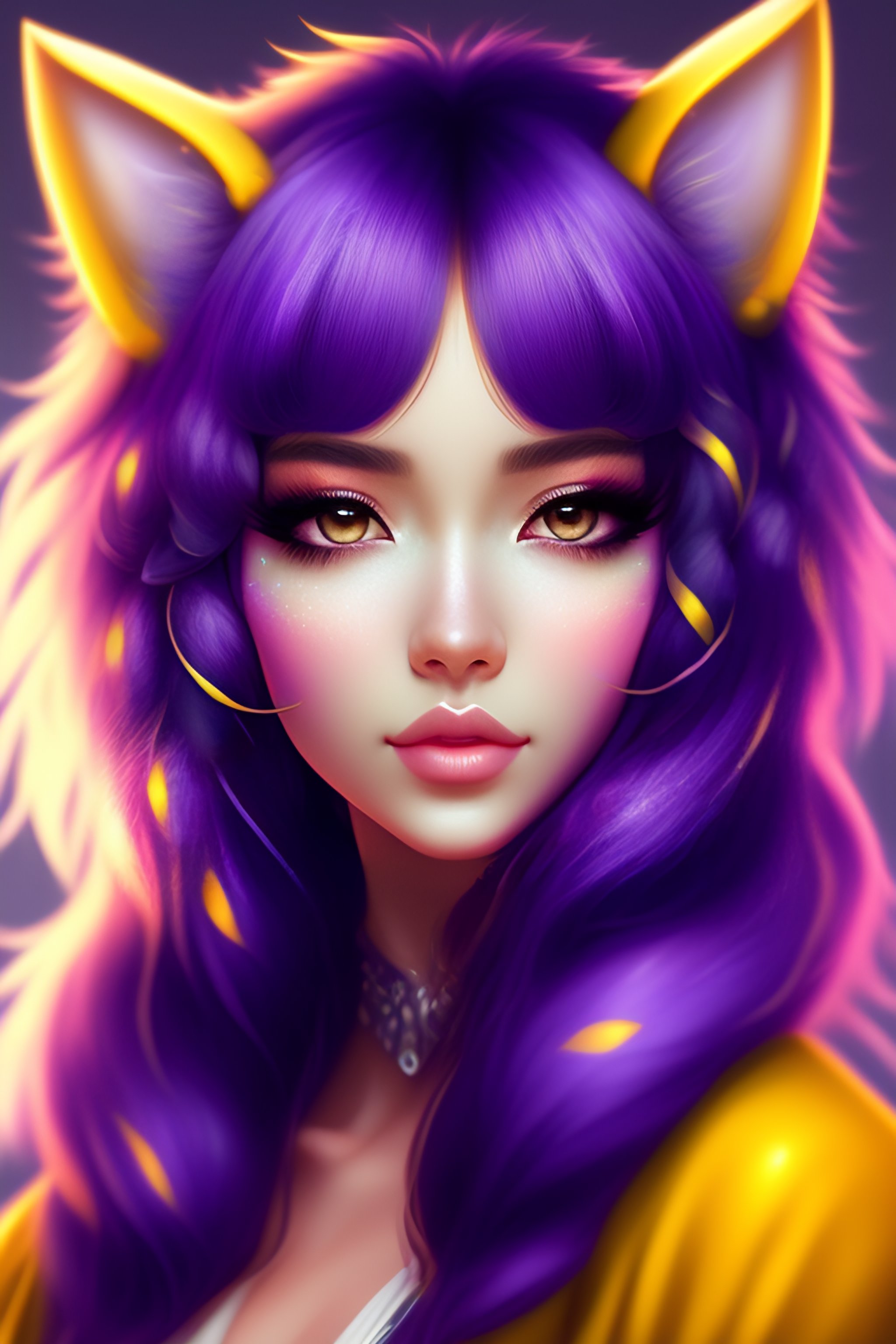 Lexica A furry with lavender and yellow fur digital art cute anime eyes