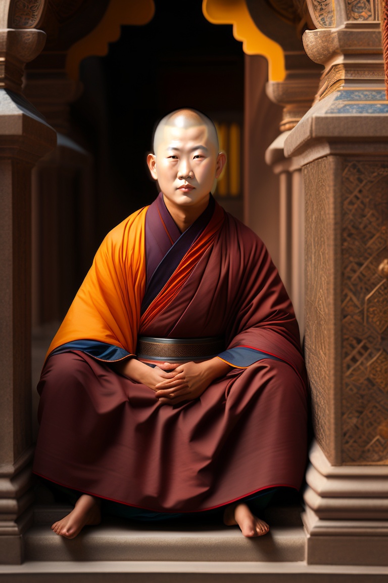 Lexica - Highly detailed portrait of a buddhist monk, front facing ...
