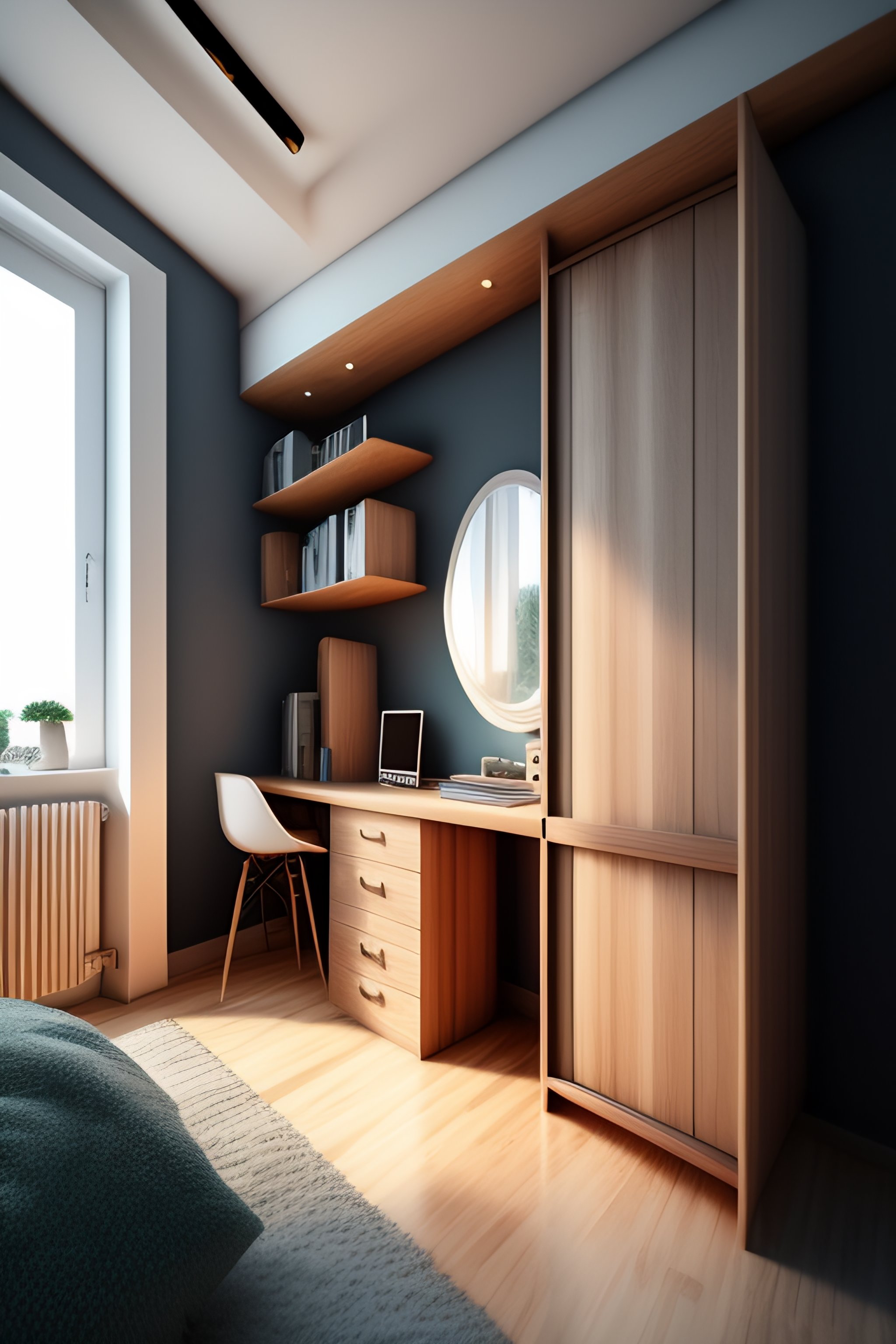 Lexica - Interior of a bedroom lika a cartoon drawing, with a big bed ...