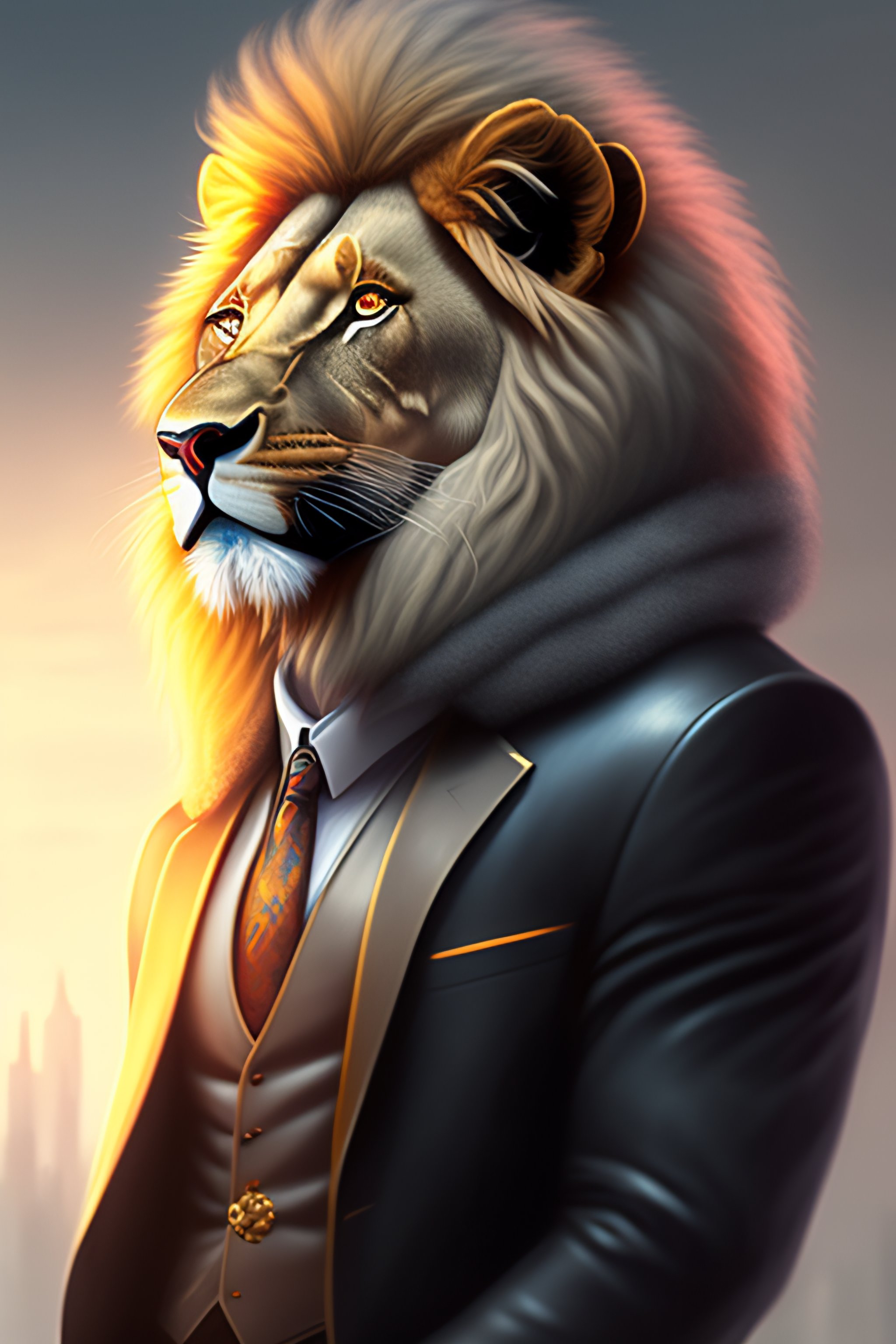 Lexica - Anthro furry humanoid lion, grey suit, seeing time,character ...