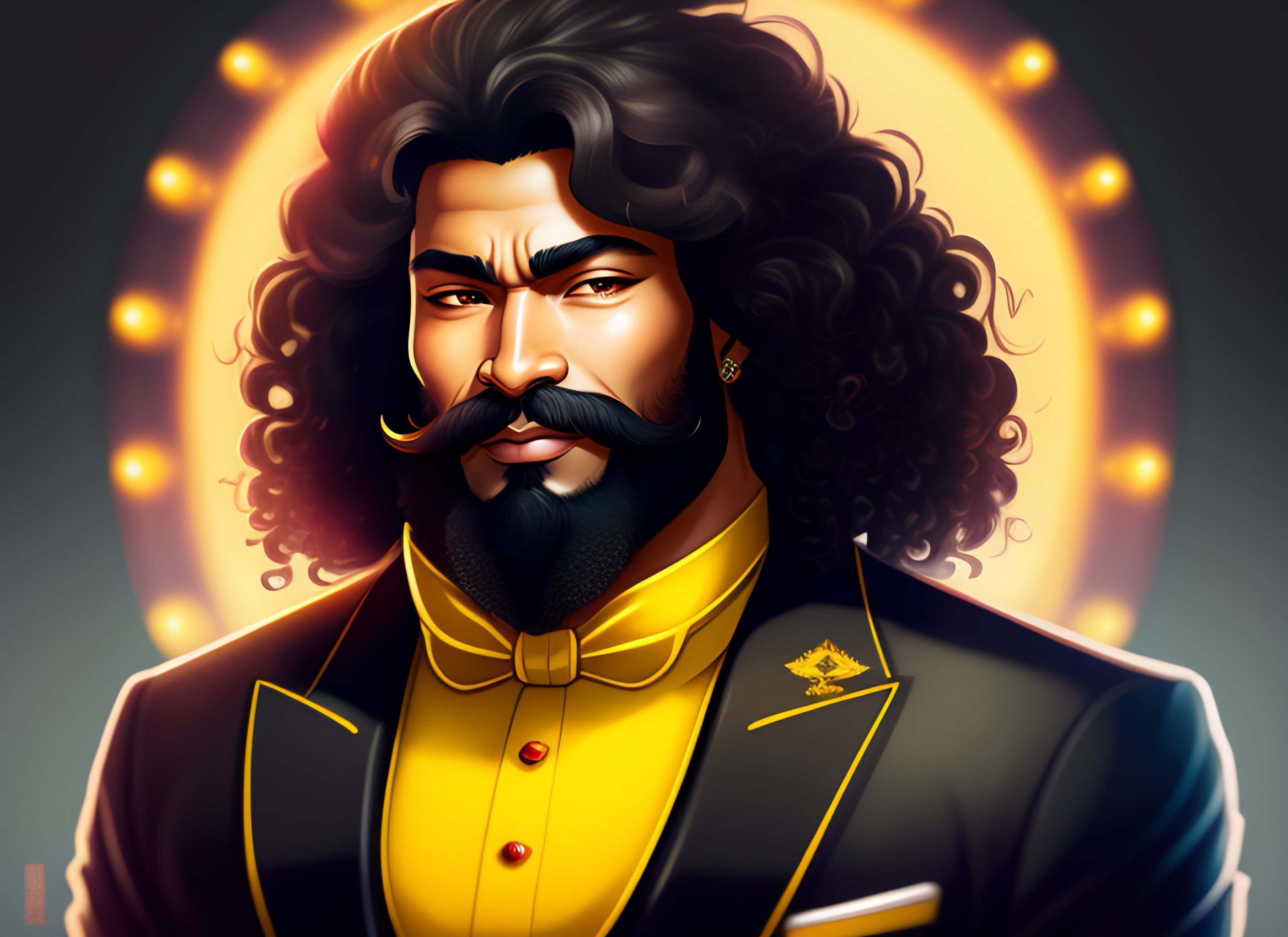 Lexica - Anime warrior king, 42 years old, black long hair, long