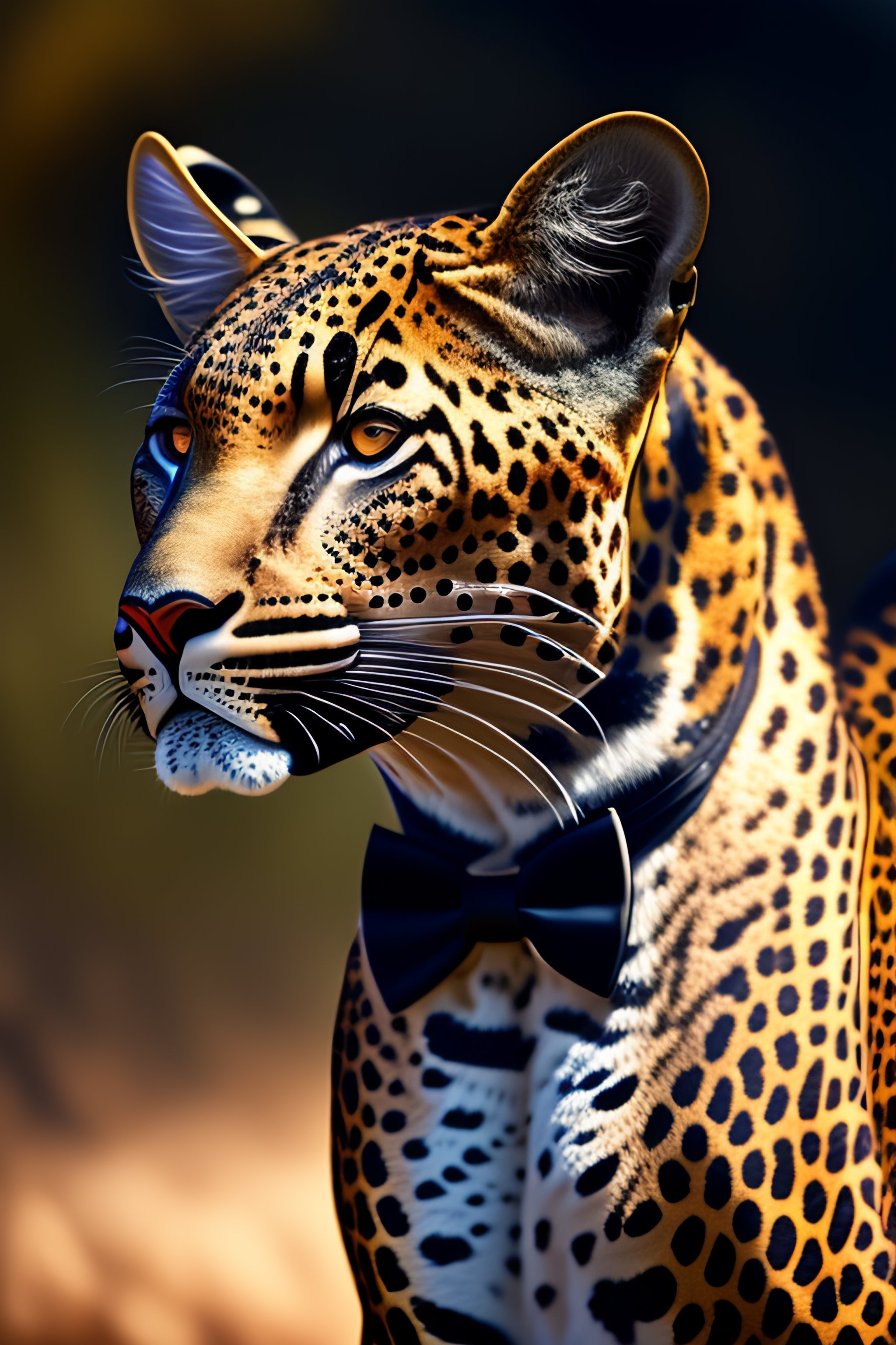 Lexica - Close up profile of a bow tied leopard, hyper realistic ...