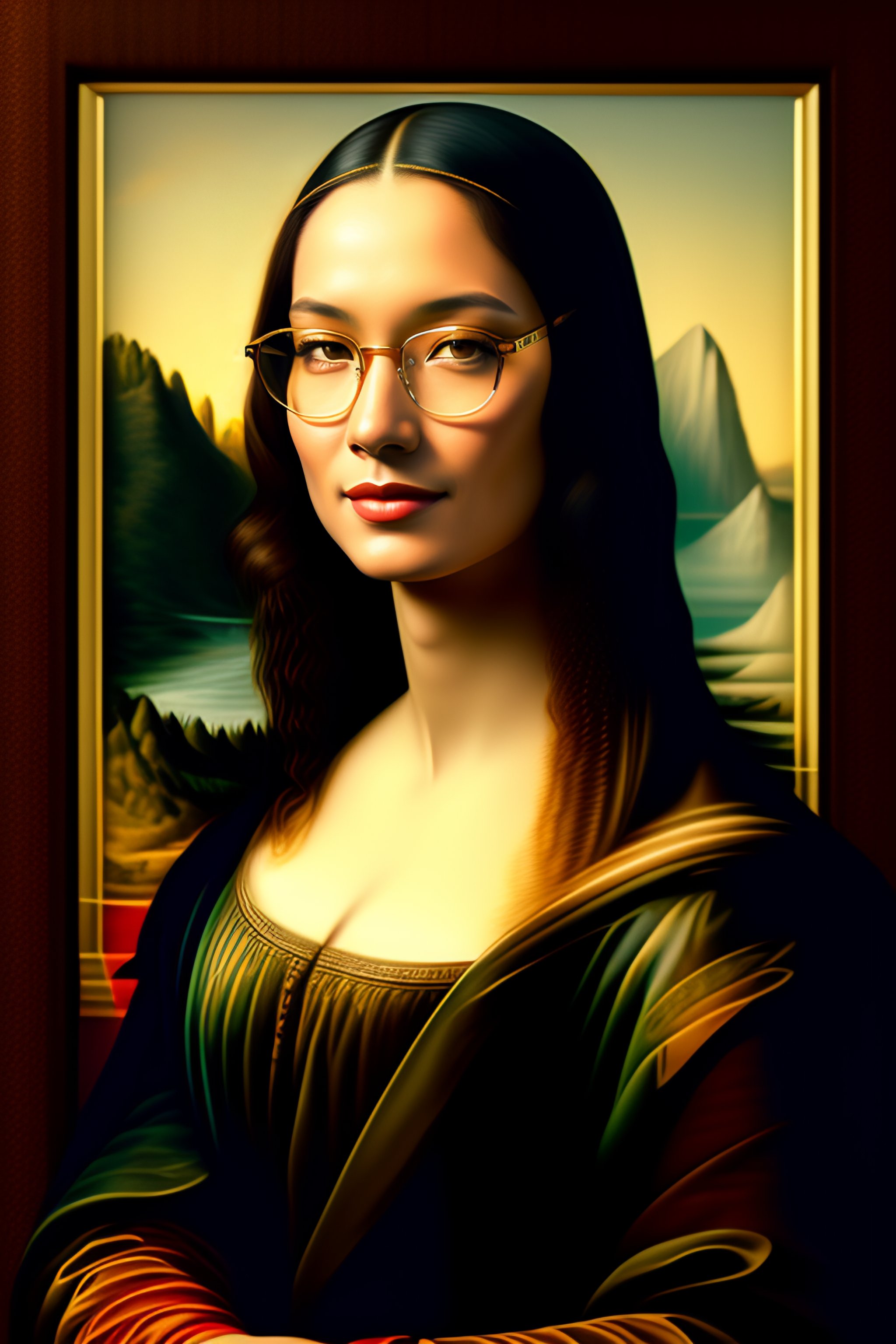 Lexica - Mona Lisa with glasses in the style of stefan kostic