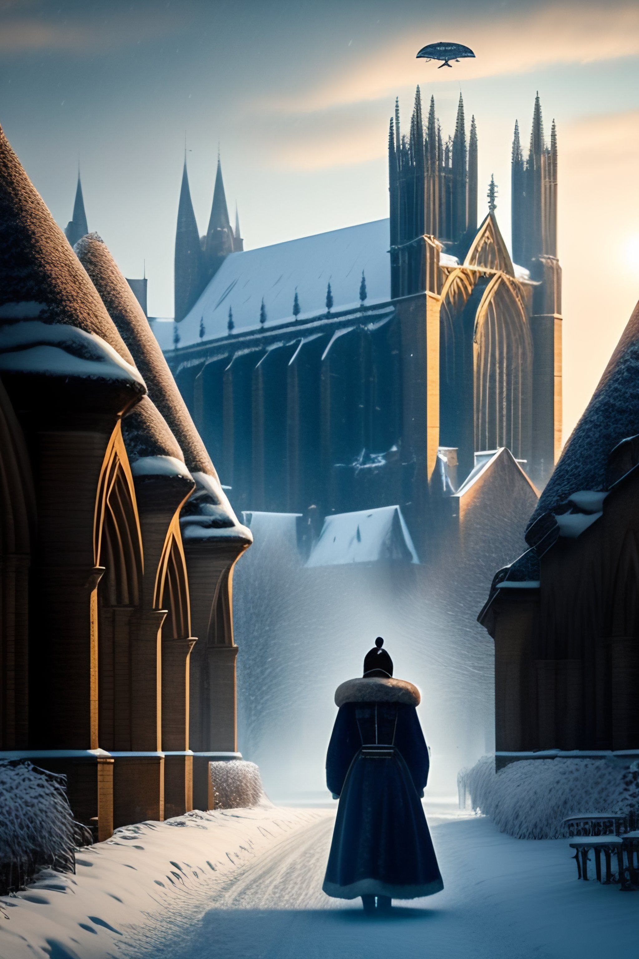 Lexica - In the bleak winter landscape, a lone figure stands tall ...