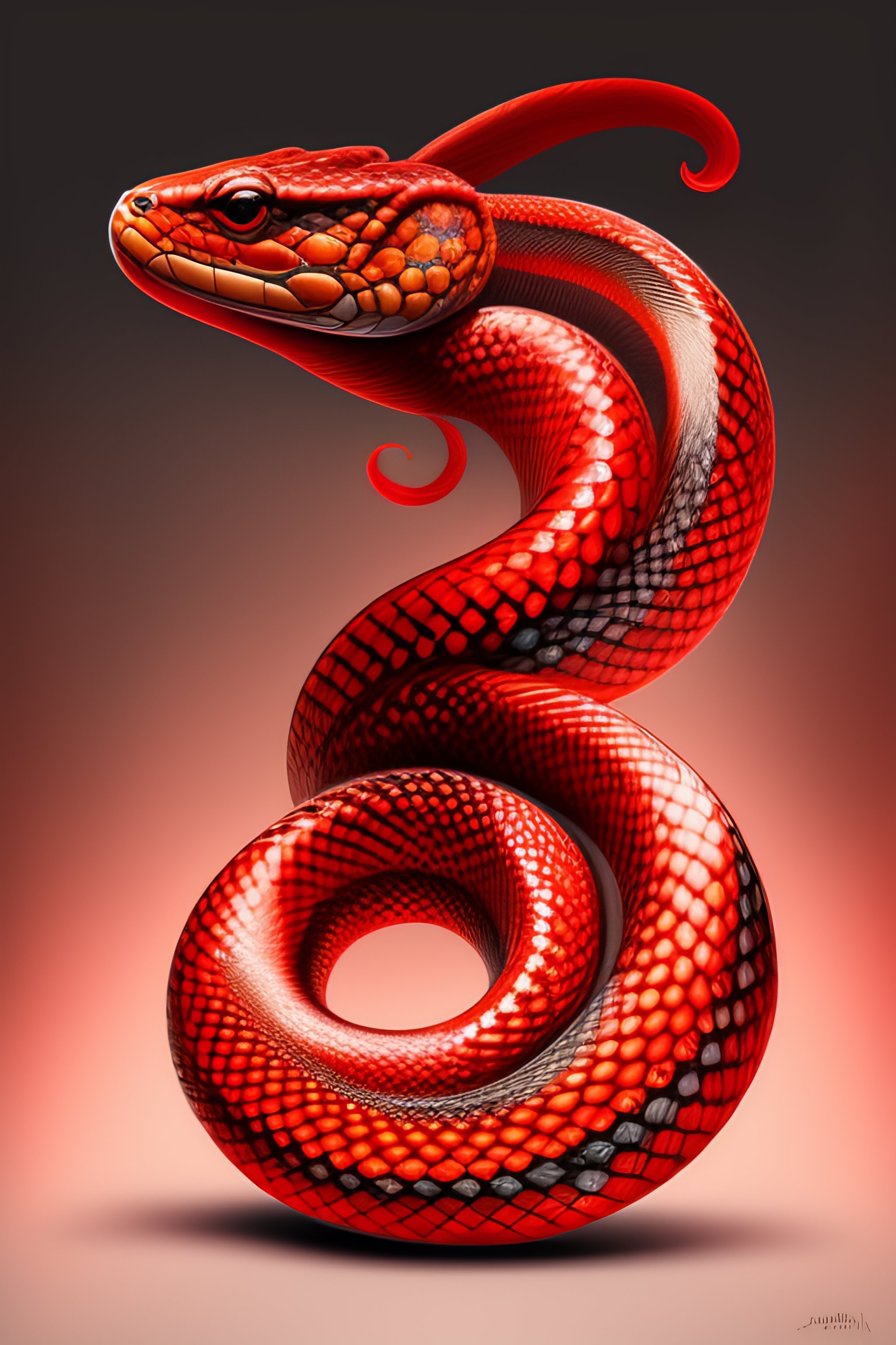 Red fire snake' Poster, picture, metal print, paint by