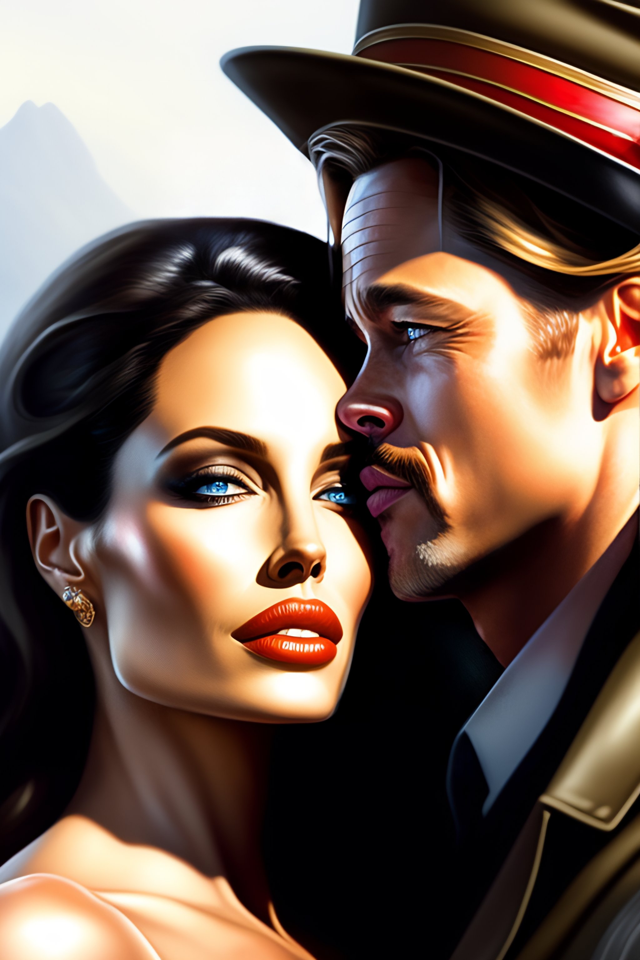 Lexica - The Angelina, Jolie, and boss ceo Brad Pitt kissing , as