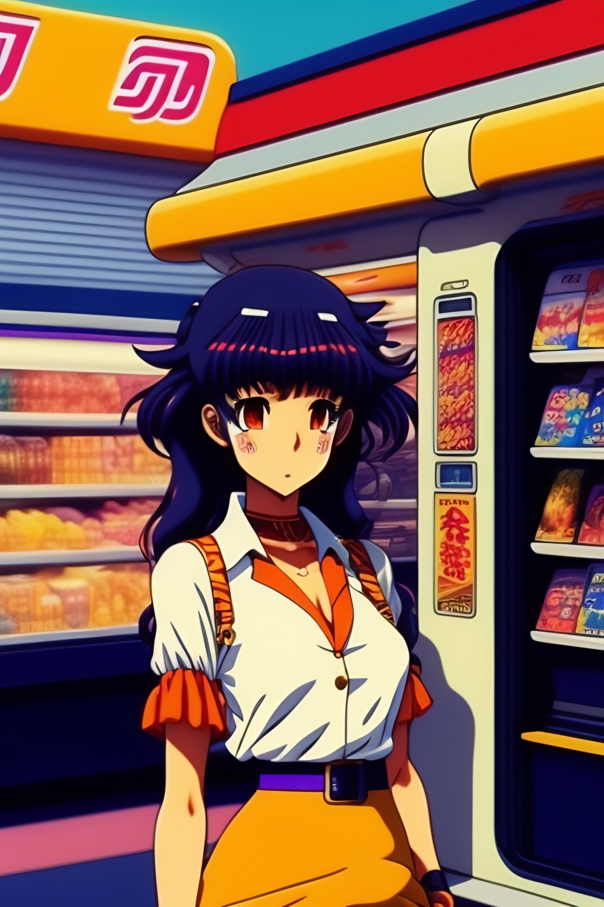 Lexica - Vintage 90's anime style. stylish model in 7/11 convenience ...