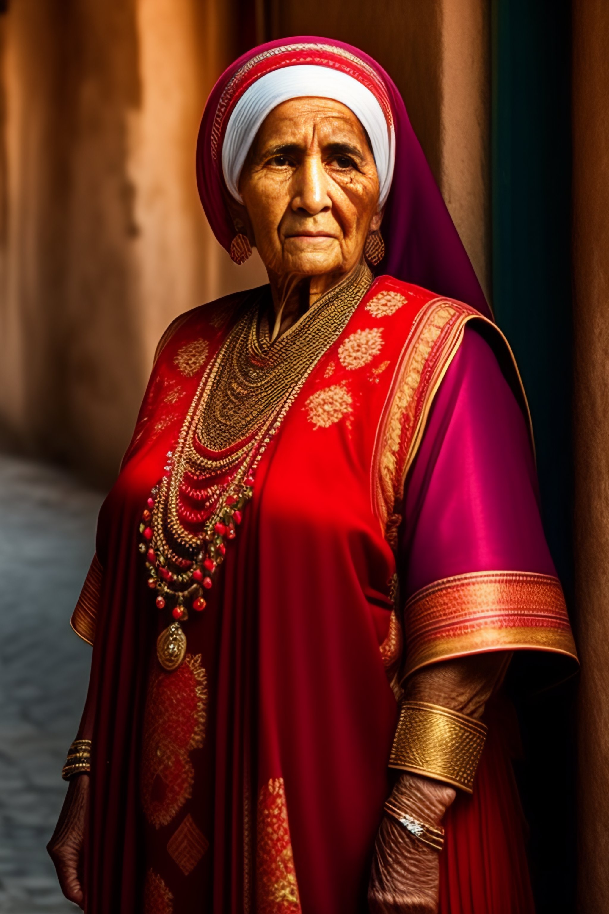 lexica-turkey-old-woman-red-and-gold-clothes-poor