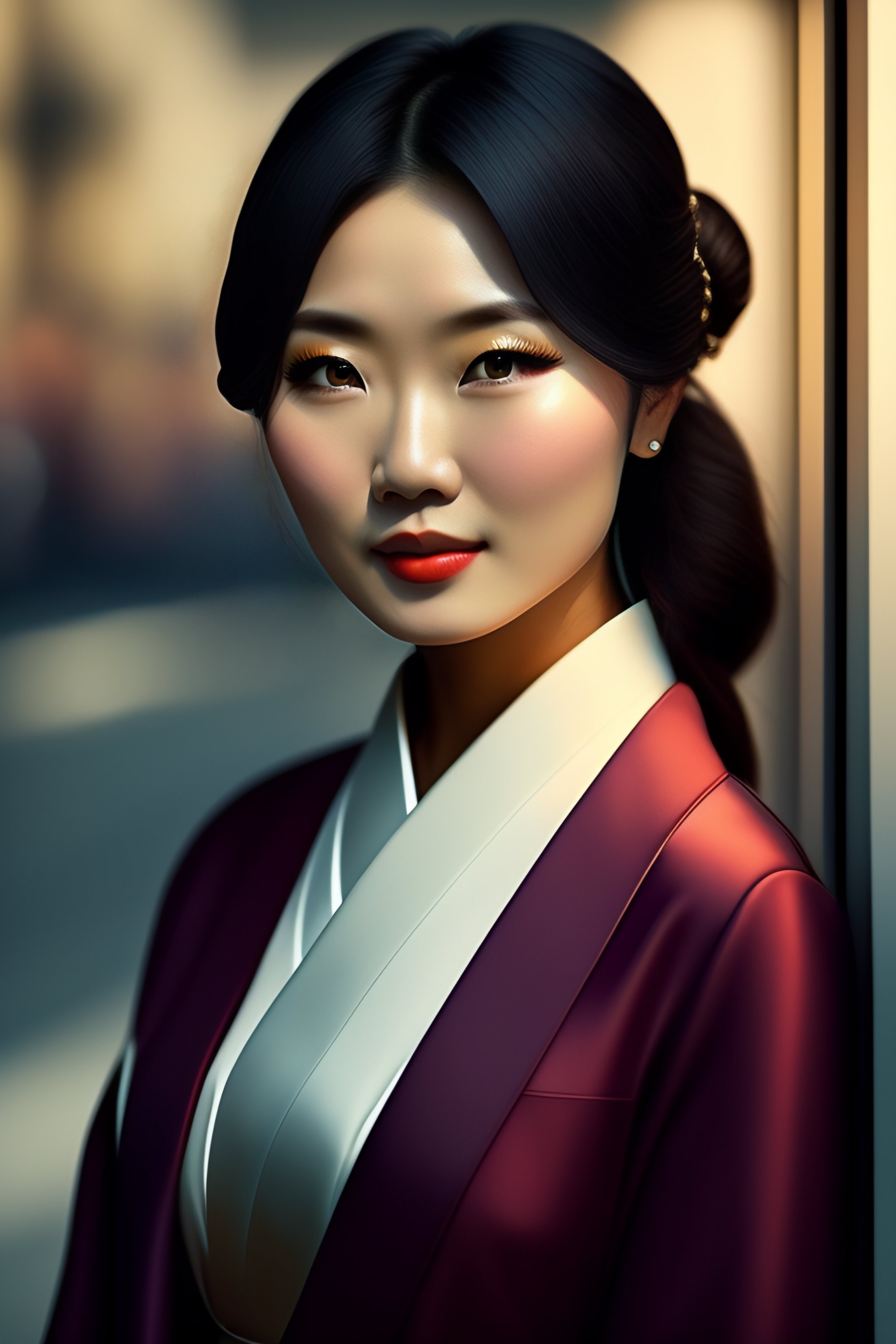 Lexica Beautiful woman, dressed like Japanese,