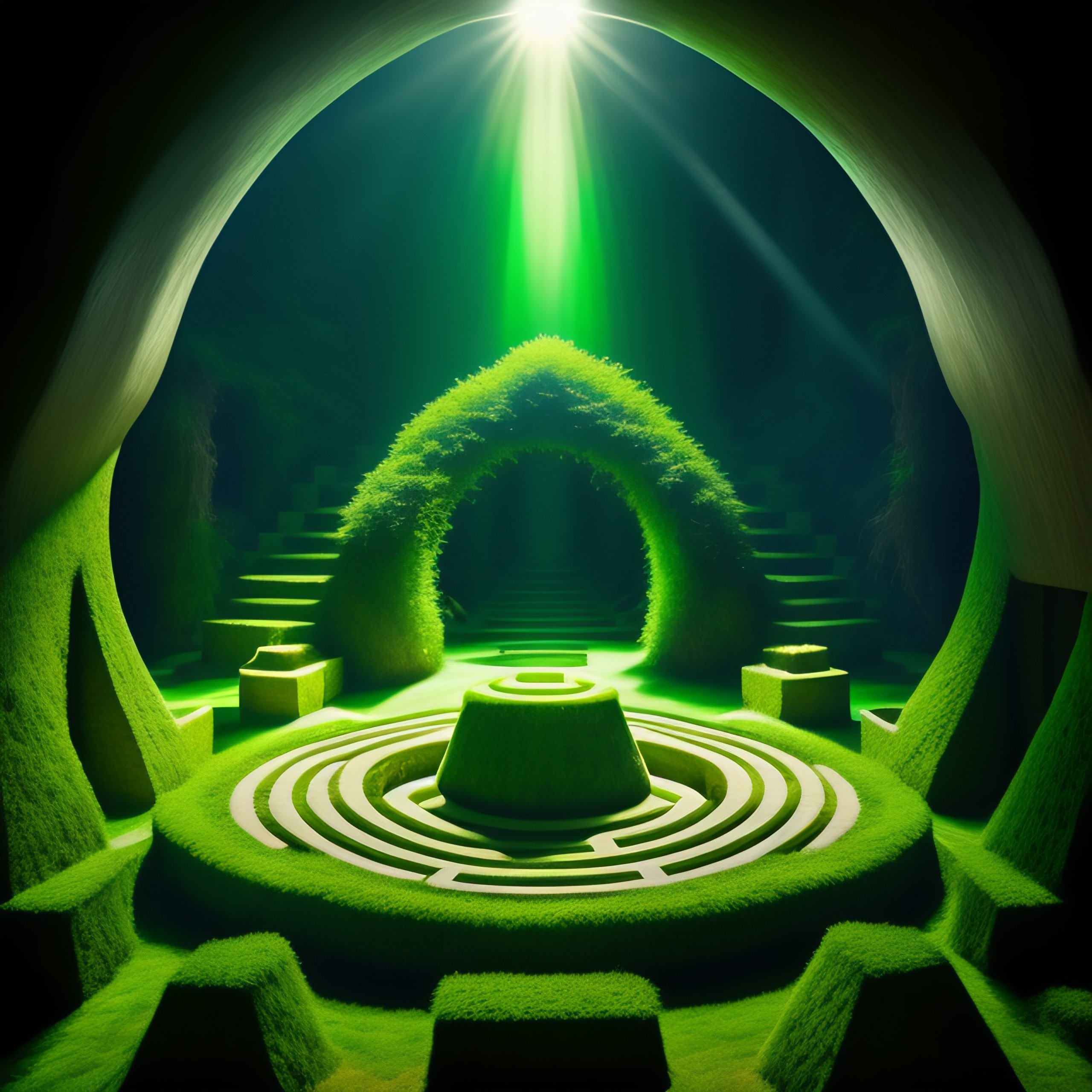 Lexica - Infinite emerald maze in a jungle canyon, labyrinth from above ...