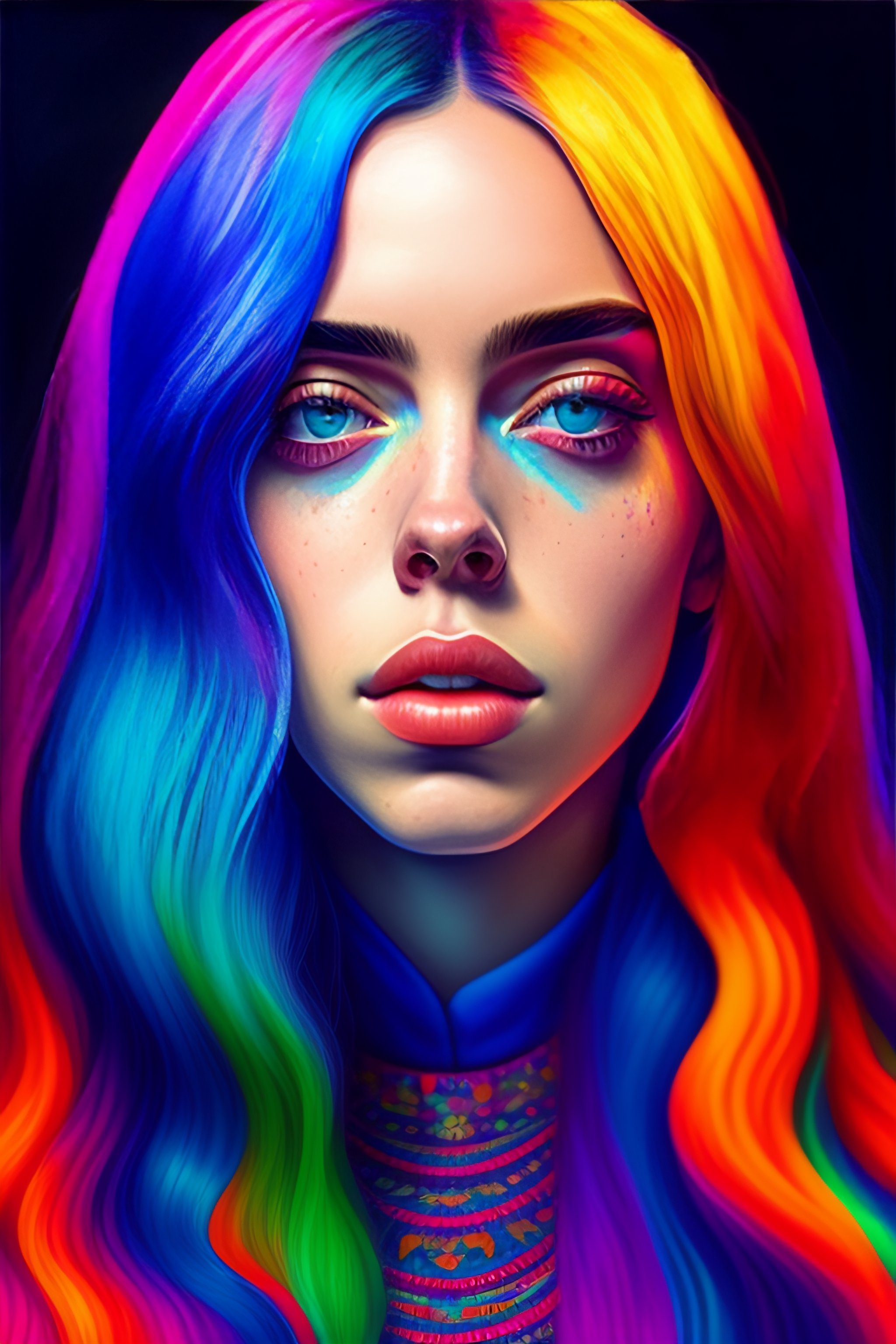 Lexica - An extremely psychedelic portrait of Billie Eilish surreal ...