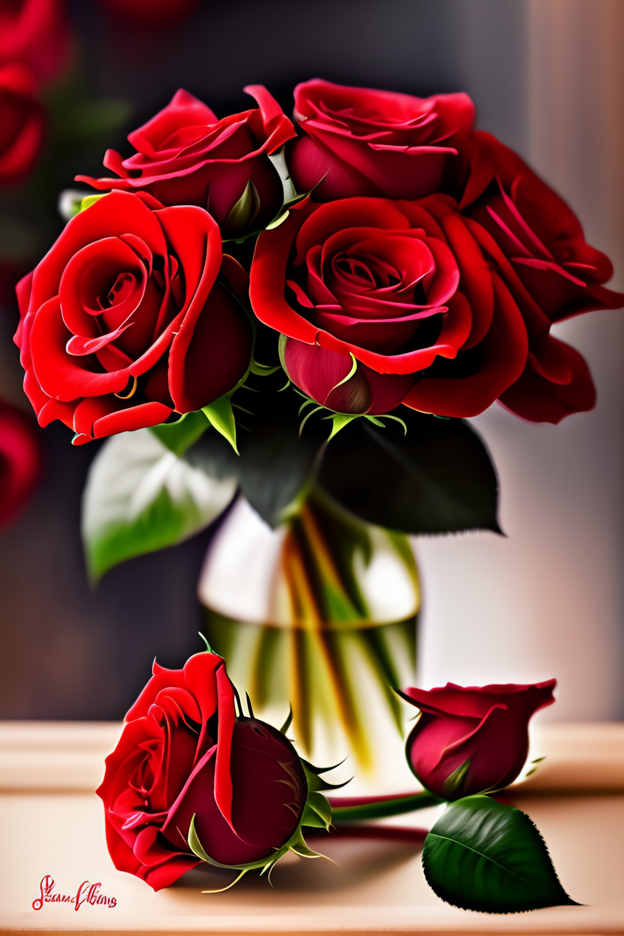 Lexica Red roses, symbols of love, digital art, dreamy