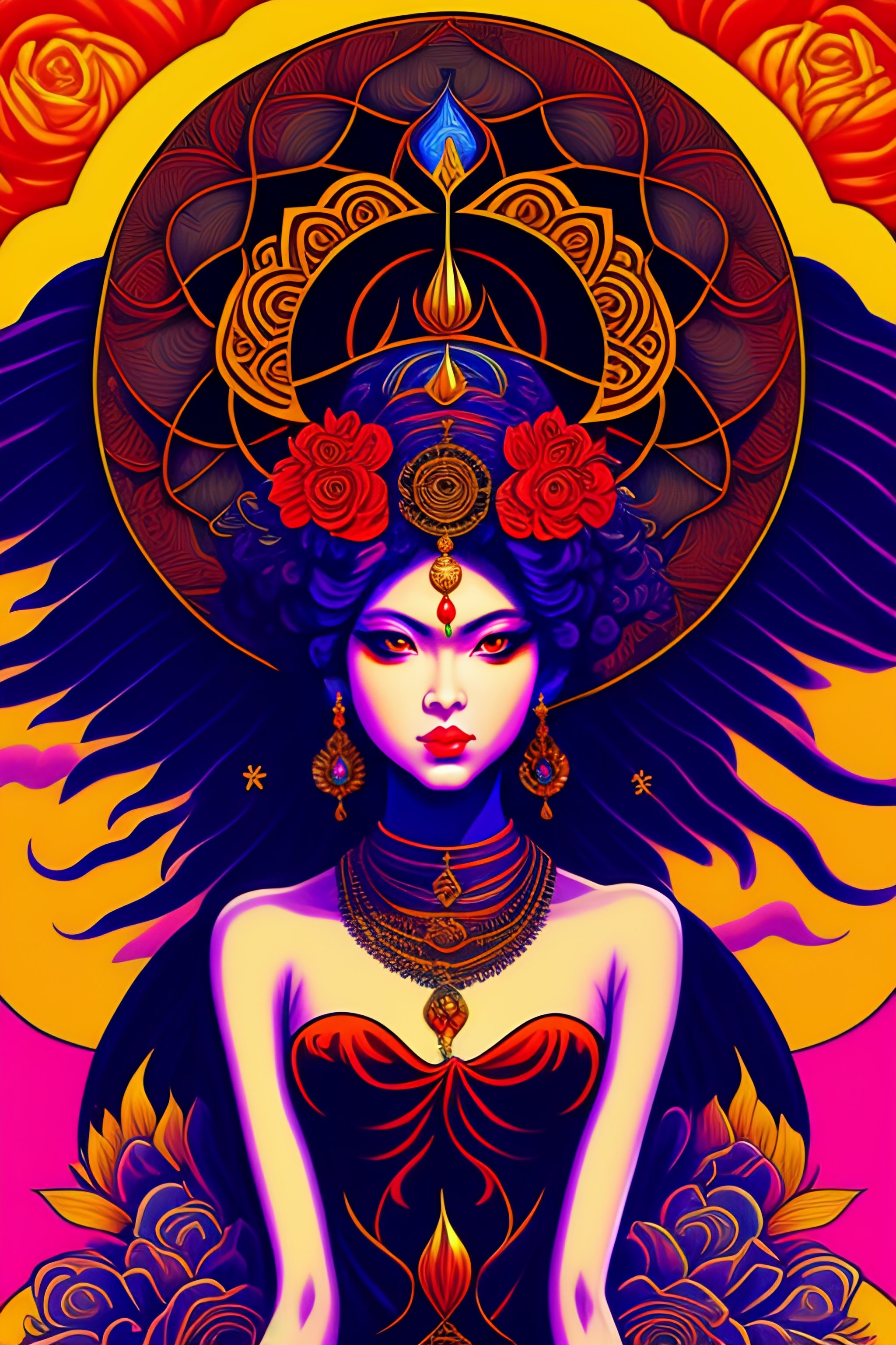 Lexica Fear Form Of Mother Kali With Classical Floral Elements