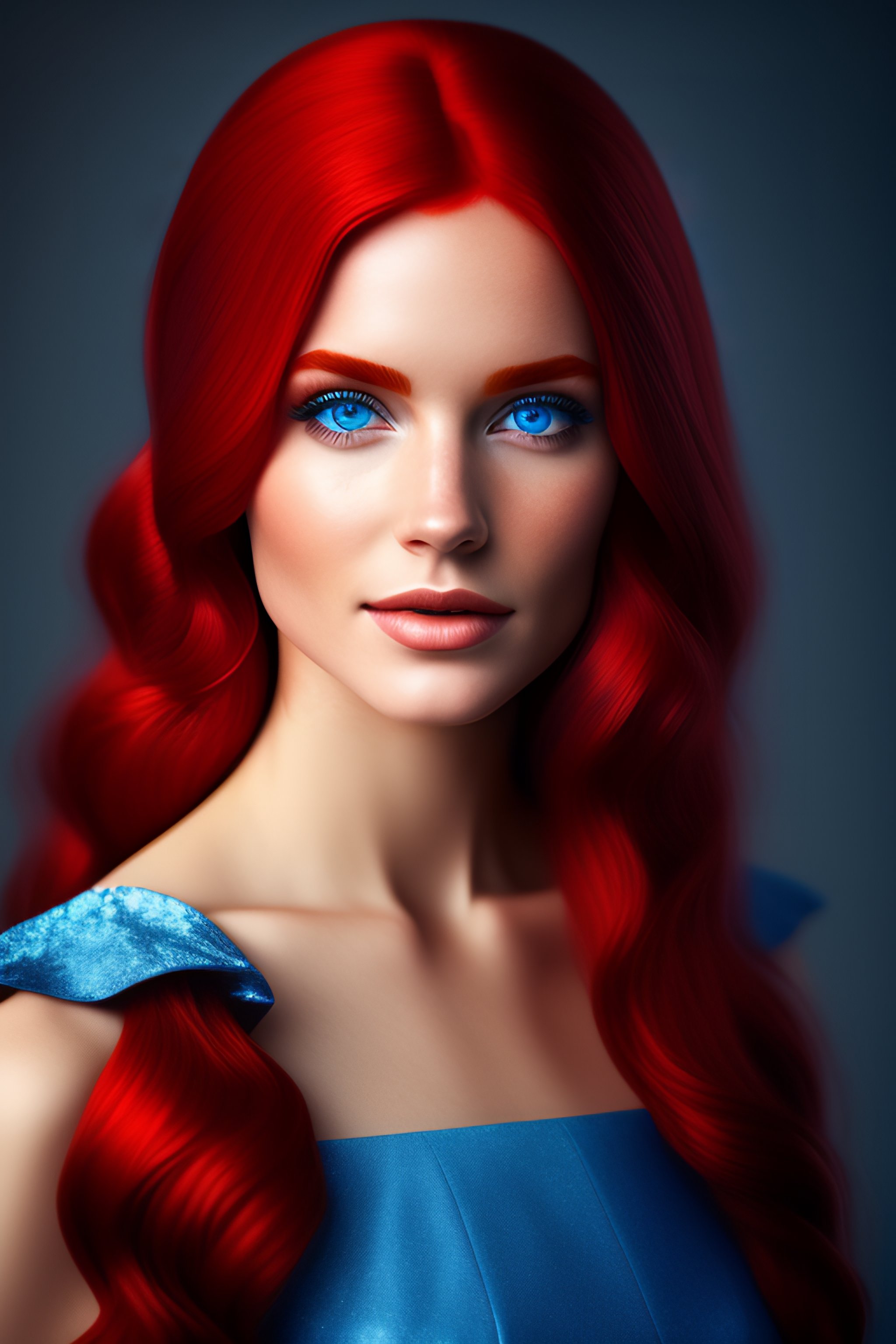 Lexica A Girl With Red Hair Blue Eyes Dress Realistic 8k