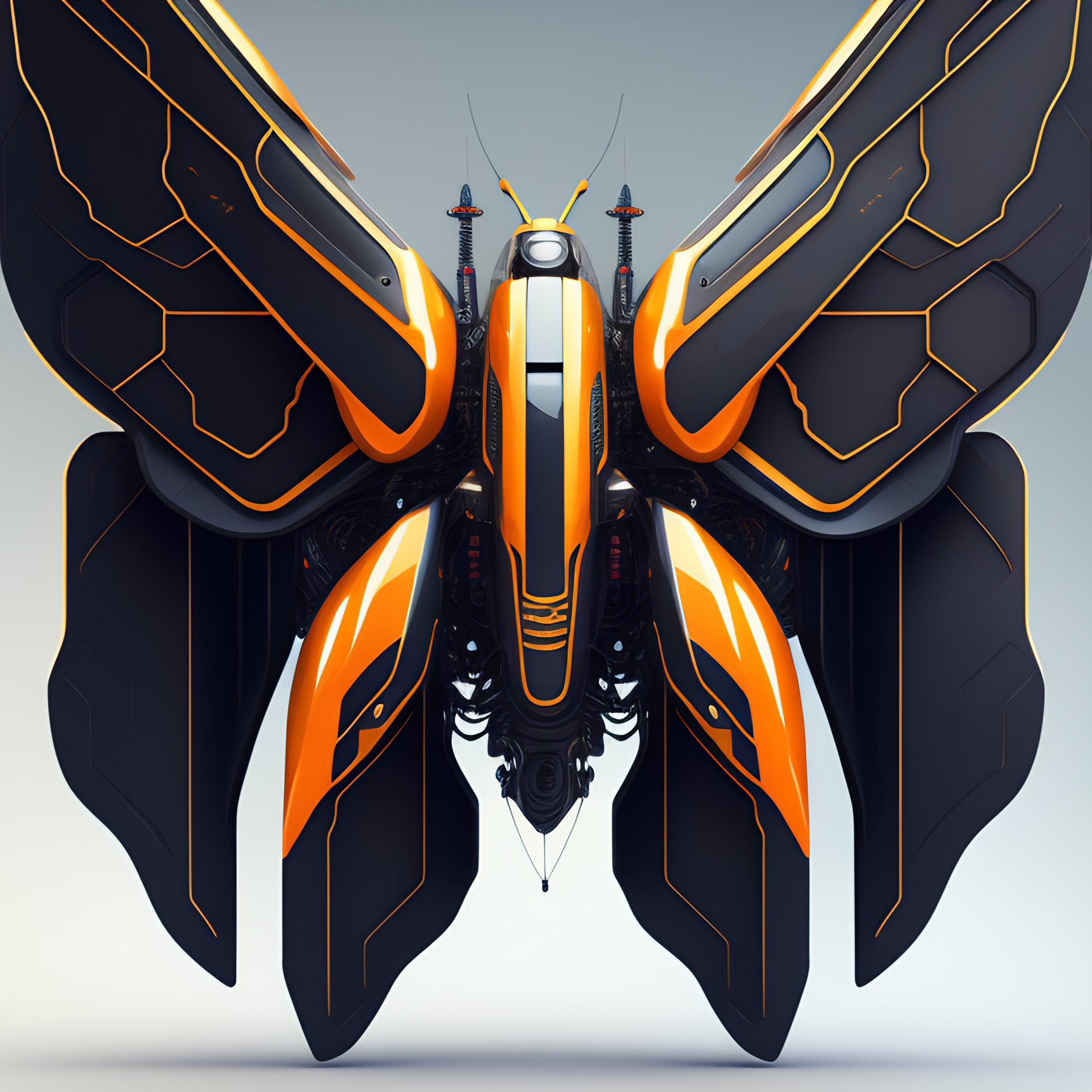Lexica - A giant futuristic mechanic butterfly in the style of jomon ...