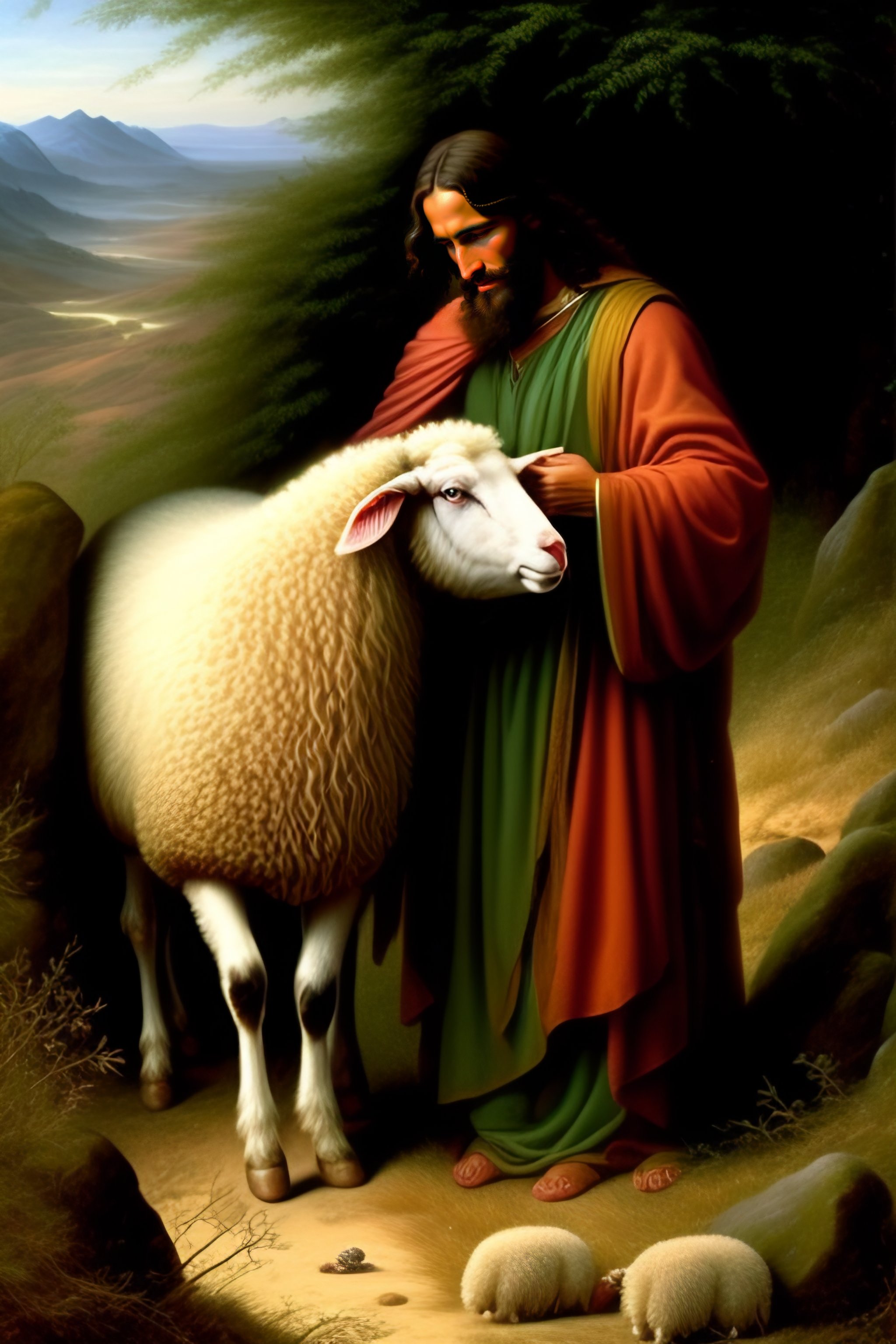 Lexica - Jesus Christ, the good shepherd, found a lost sheep in a thorn ...