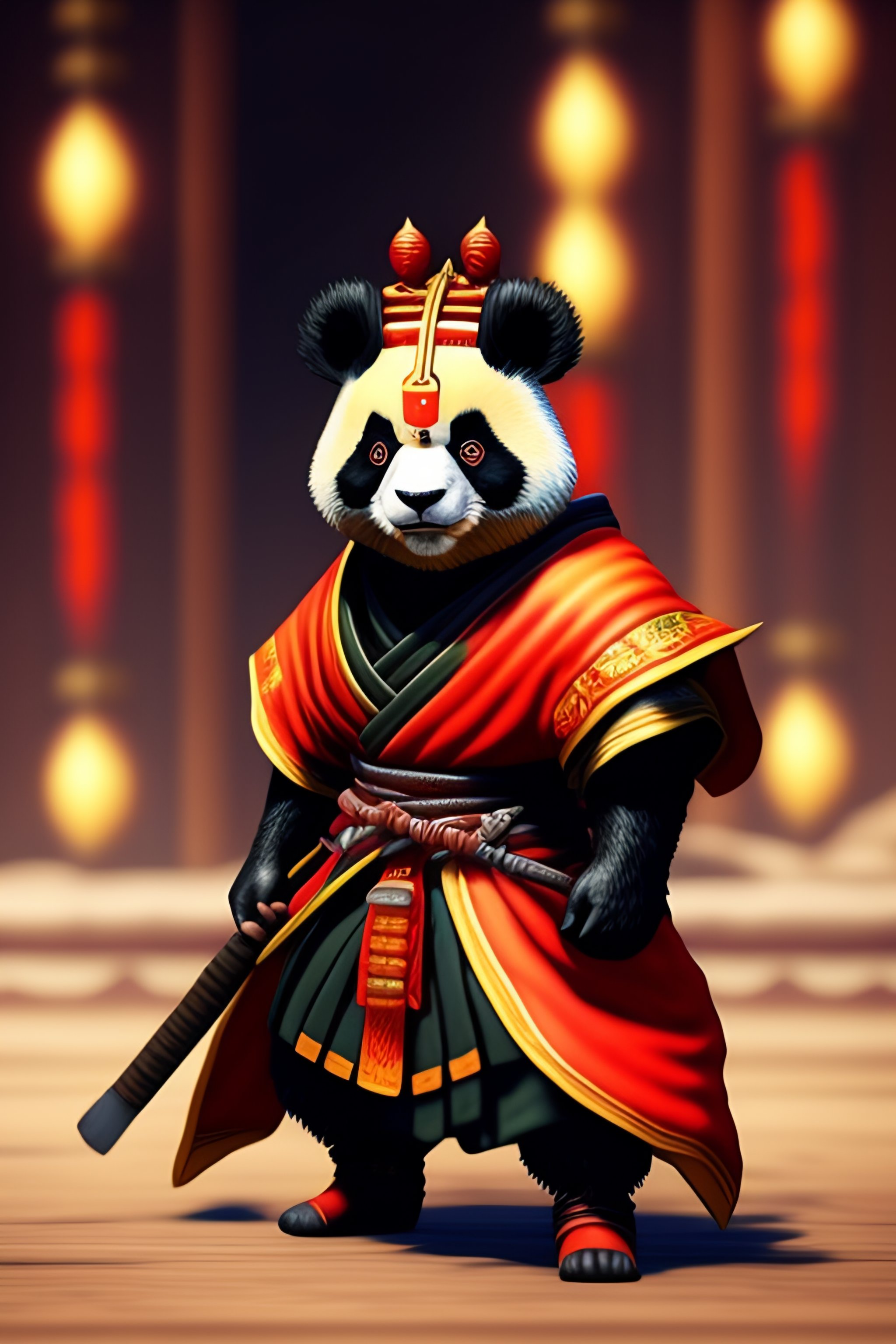 Lexica - Kunfu panda dress like a sekiro, 2d, cartoon, vibrant eyes