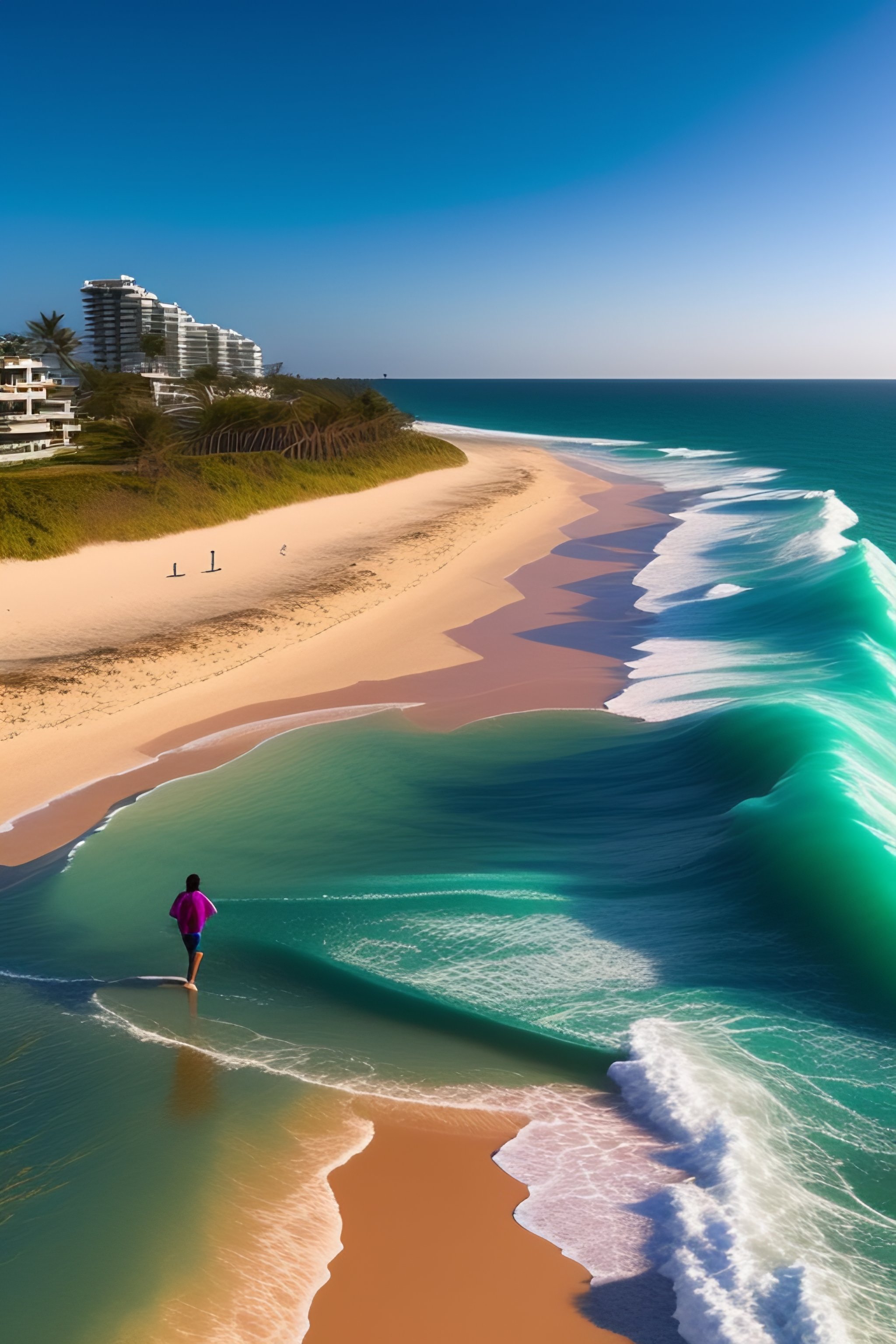 Lexica Una adolescente con ropa overside caminando descalza en la