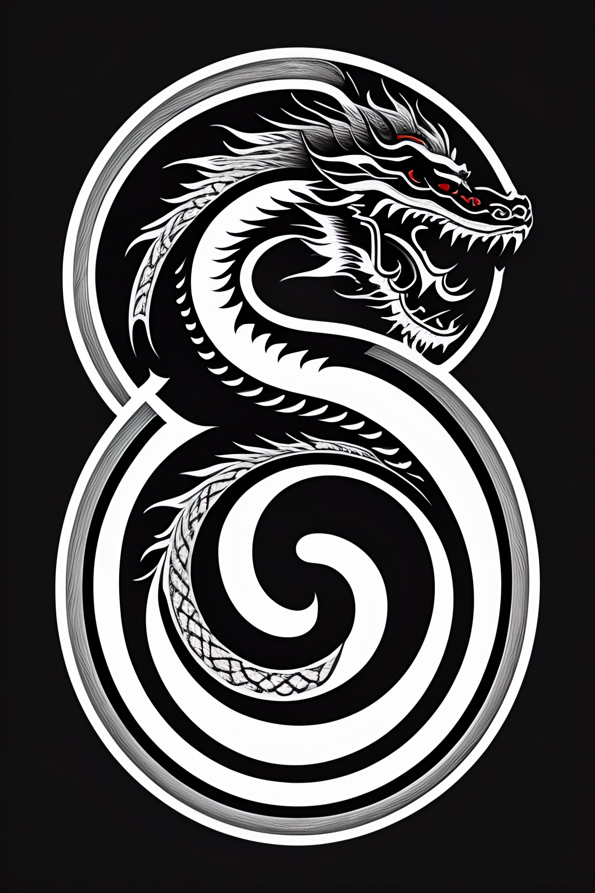 Lexica - Ouroboros, chinese dragon, logo, neo tribal, hand drawn pencil ...