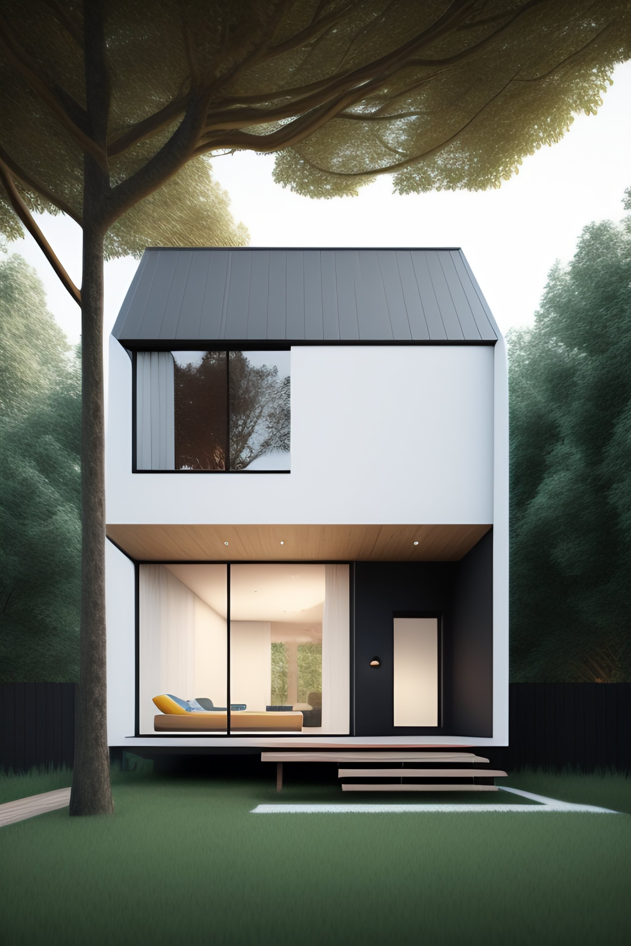Lexica - Architectural render photo of a Modern and little house cat