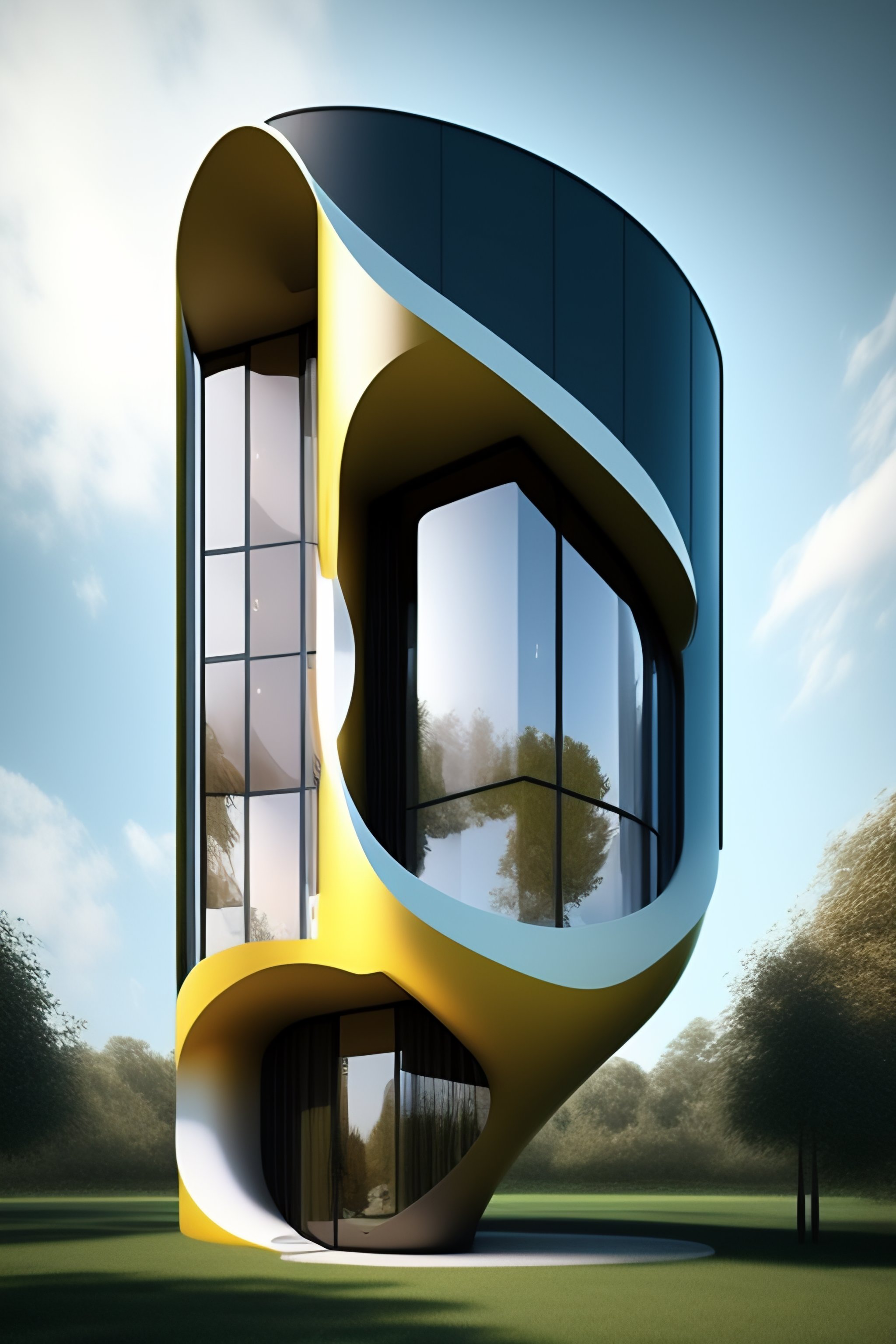 Lexica - A multi-storey house of the future shaped like a crescent