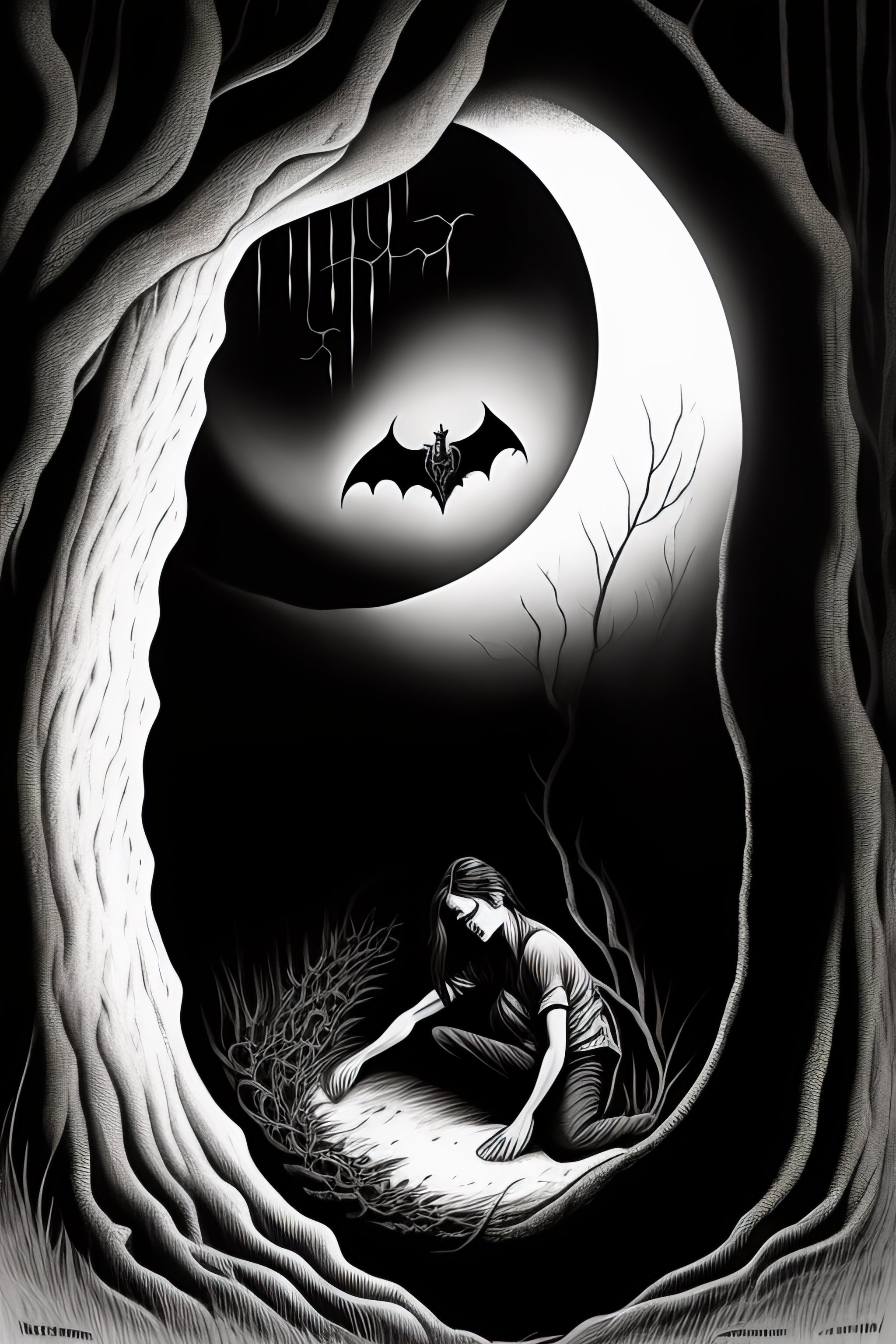 Lexica - B & W Horror Comic Art Of A Vampire Emerging From A Hole ...