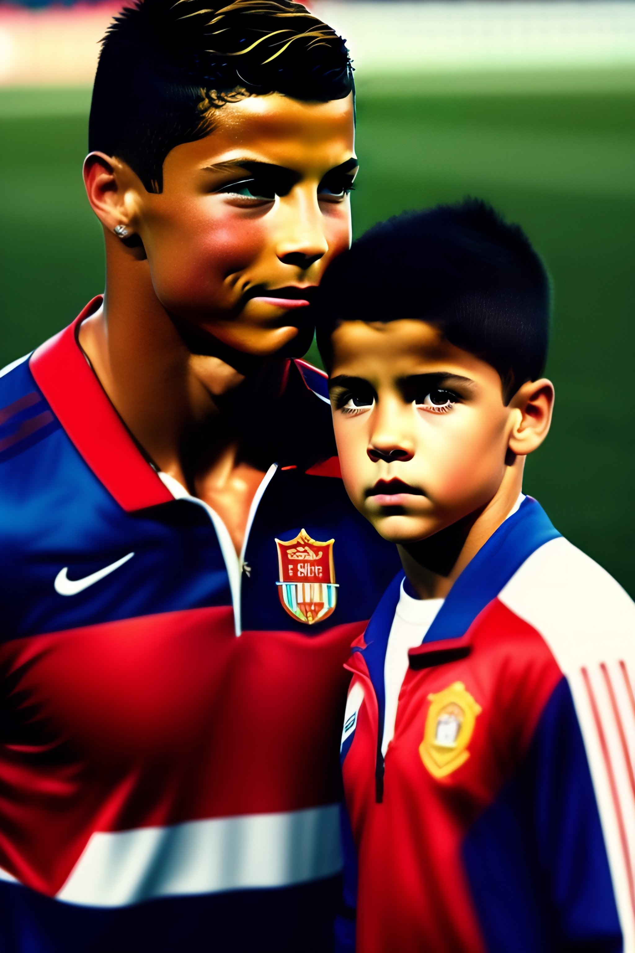 Lexica - Cristiano Ronaldo looking at him when he was a kid