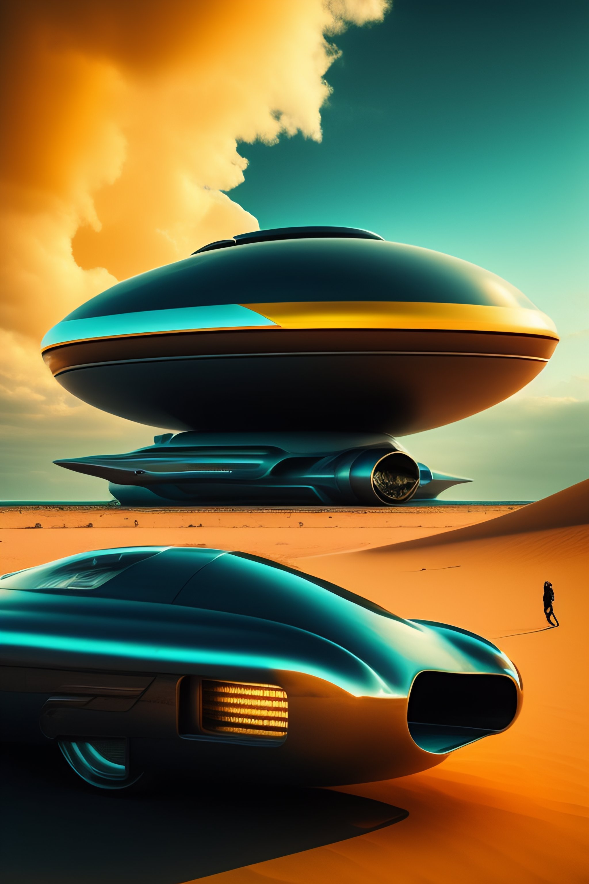 Lexica - A futuristic landscape, vintage retro style, a lot of ...