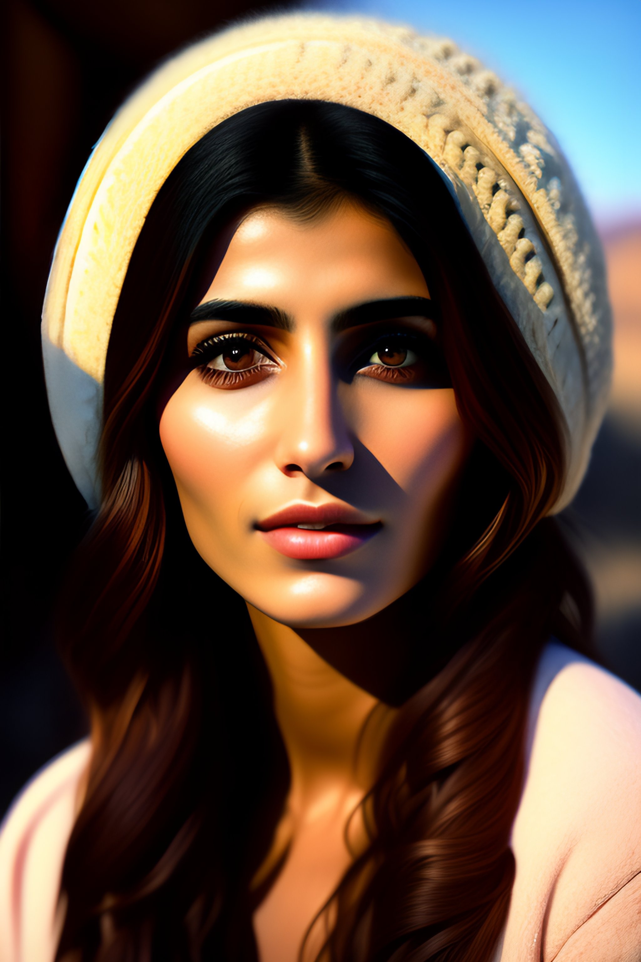 Lexica - Woman , round straight nose , wavy long hair , , round big ...