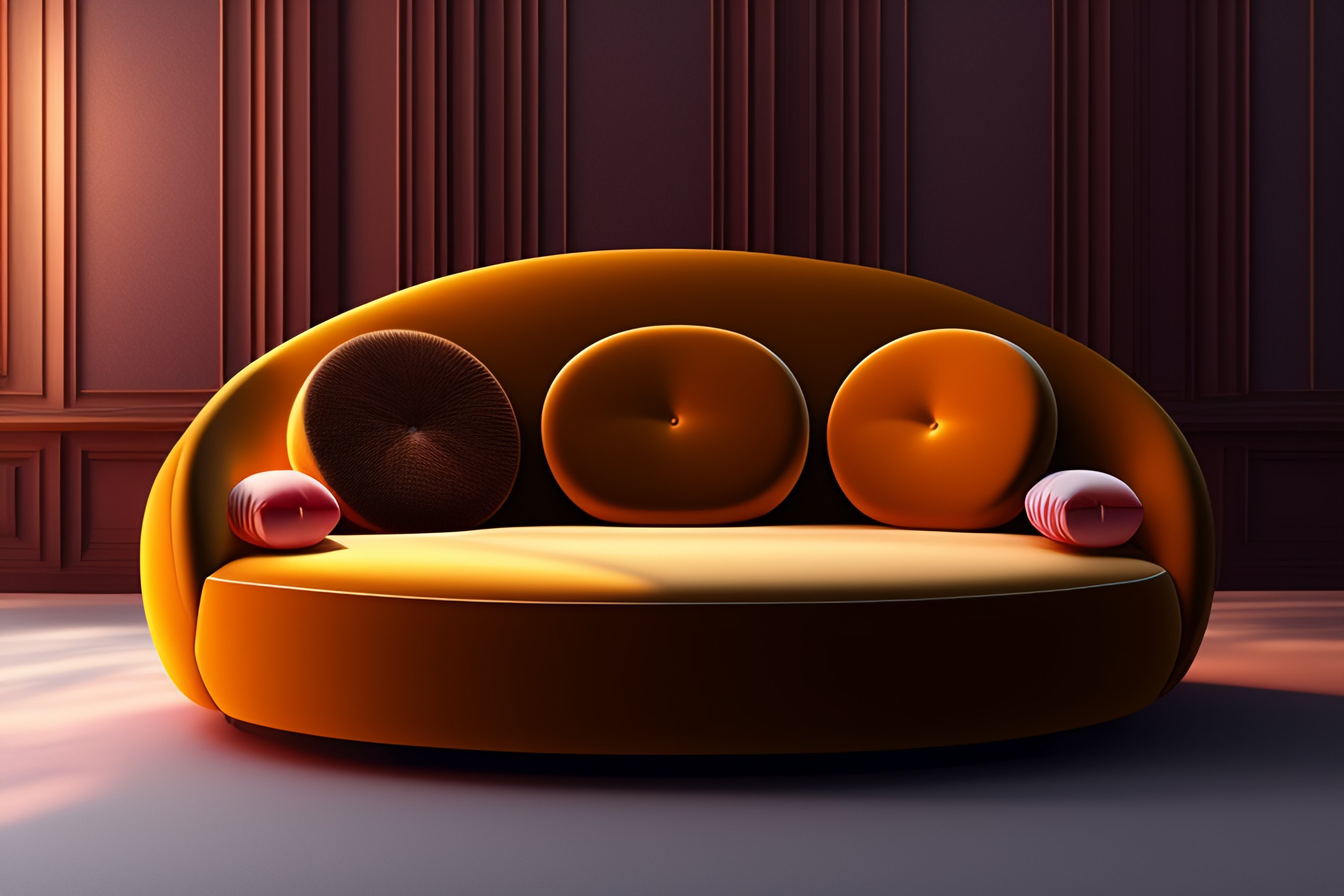 Lexica - Modern curved sofa tuffed with 2 pillows , perfect composition ...