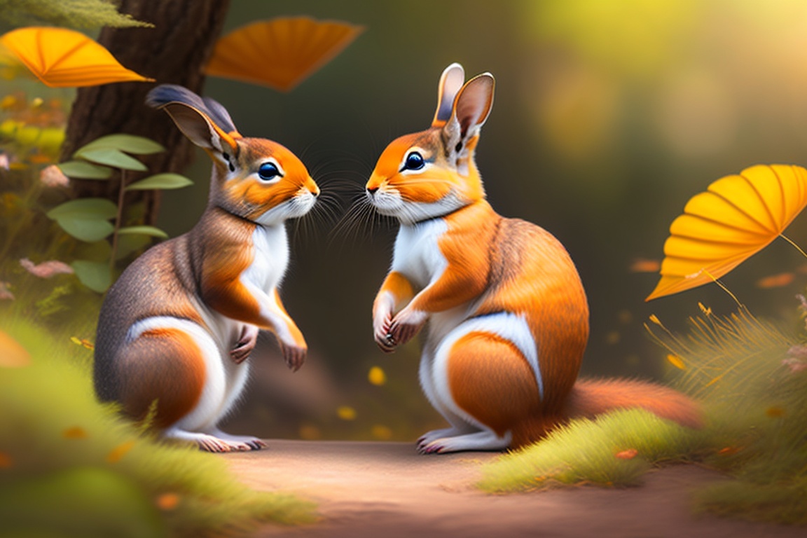 Lexica - In a bustling forest, a group of squirrels and rabbits lived ...