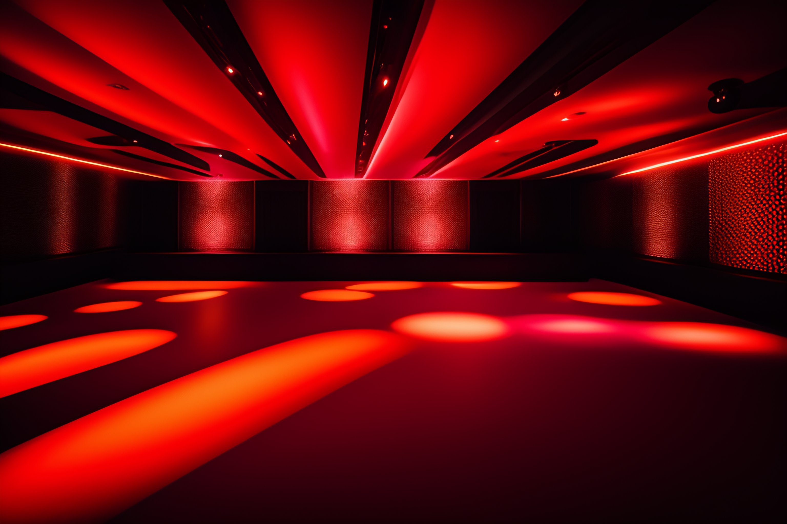 Lexica - Black and red nightclub disco dancefloor interior, square