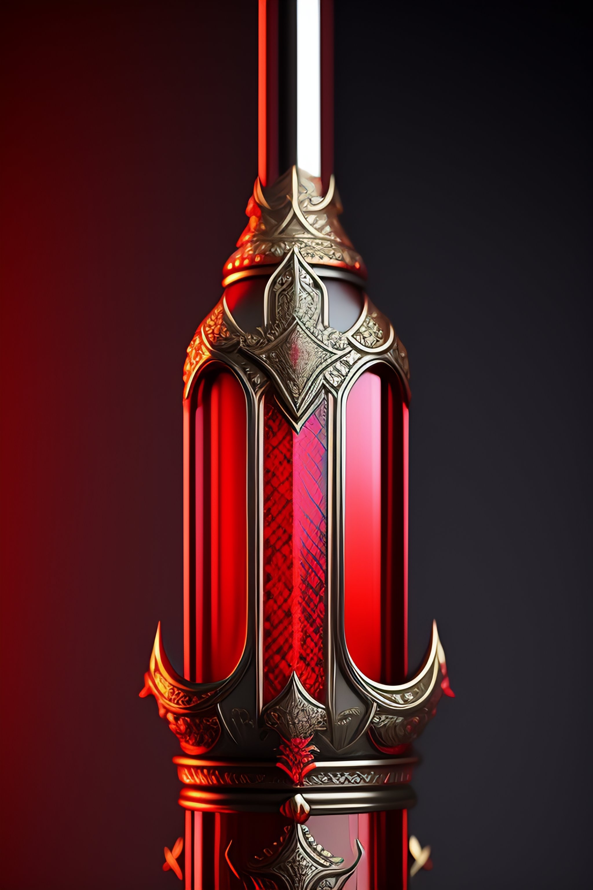 Lexica - Medieval sword made of transparent red glass, evil magic ...
