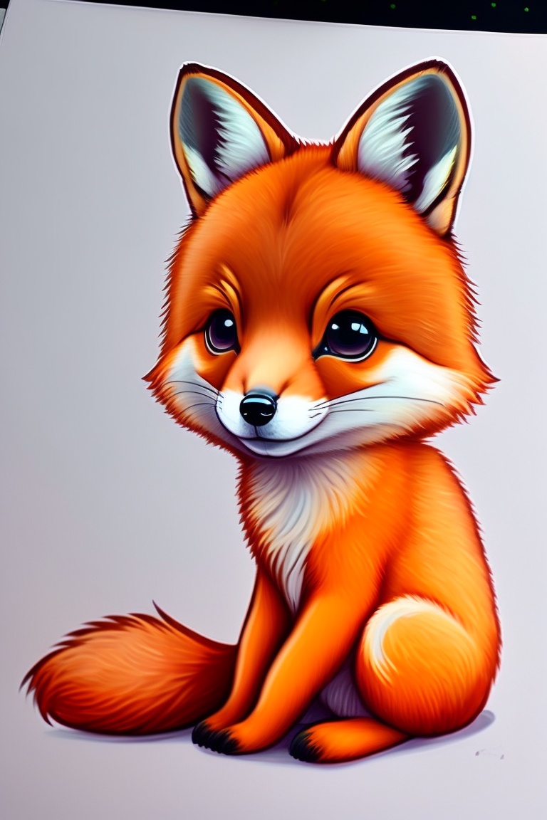 Lexica - Cartoon, baby fox , drawing , cute drawing , 2d