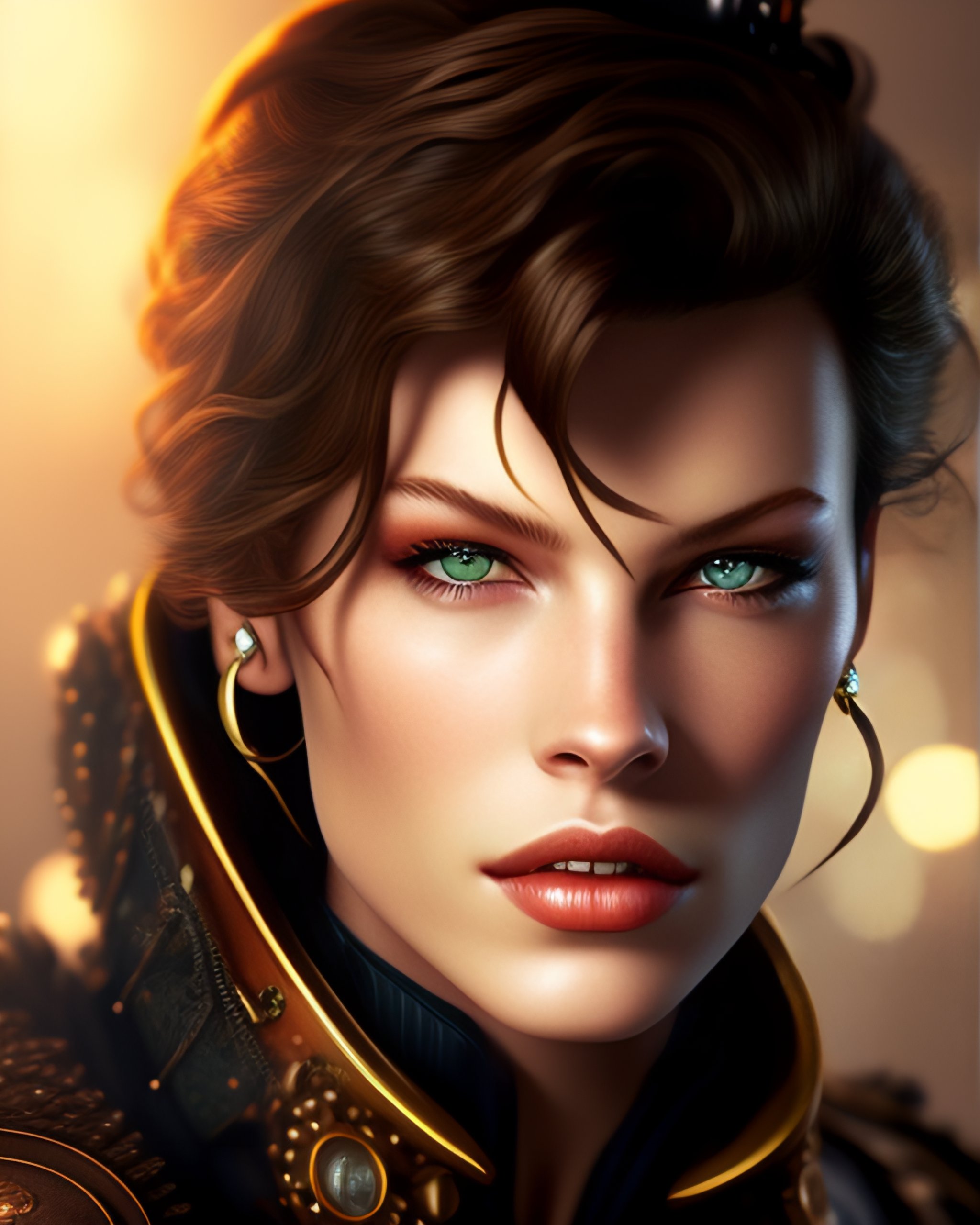 Lexica - Young Milla Jovovich As A Steampunk Warrior, Grungy, Glowing 