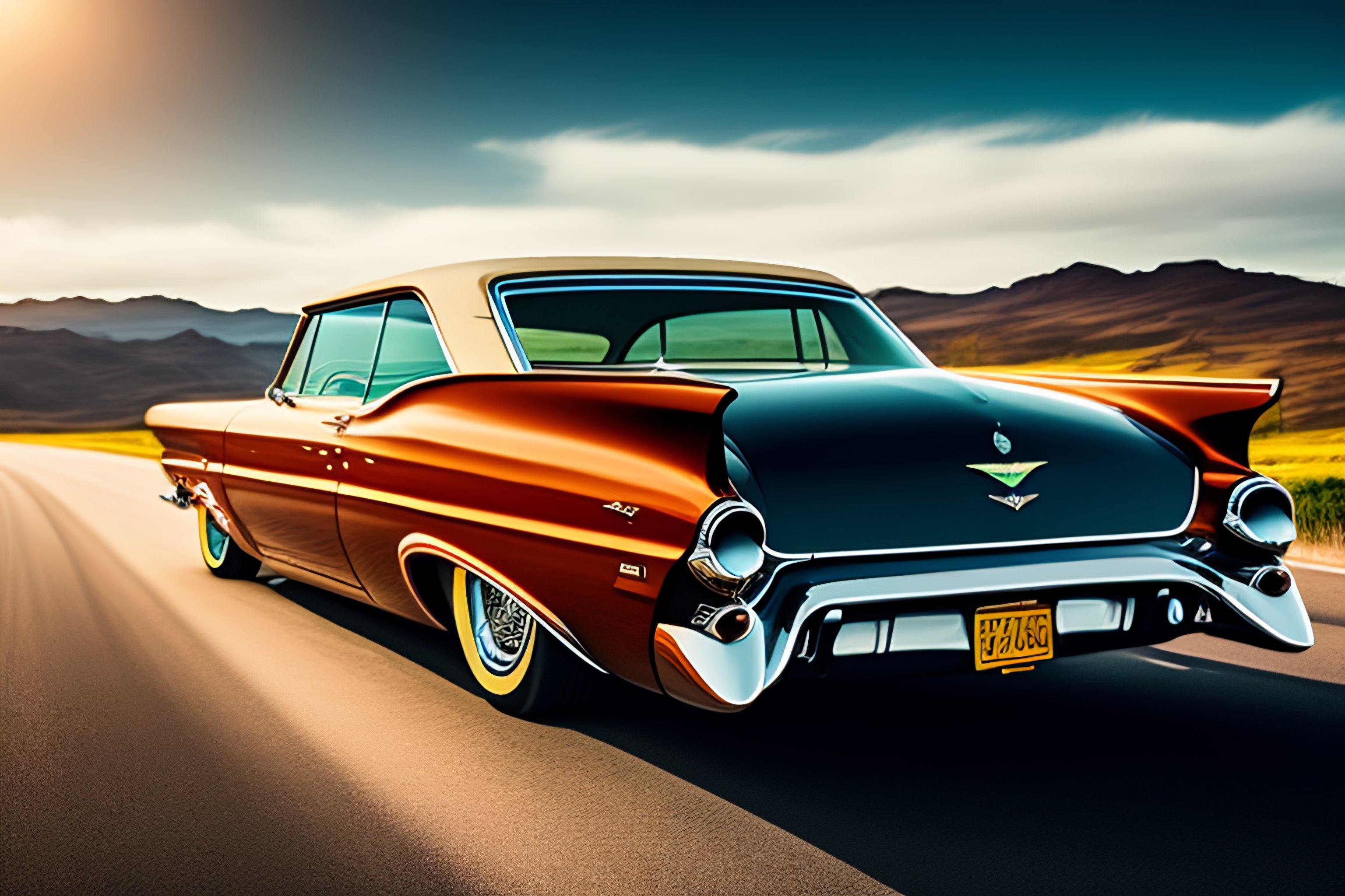 Lexica - Lowrider driving on a windy road