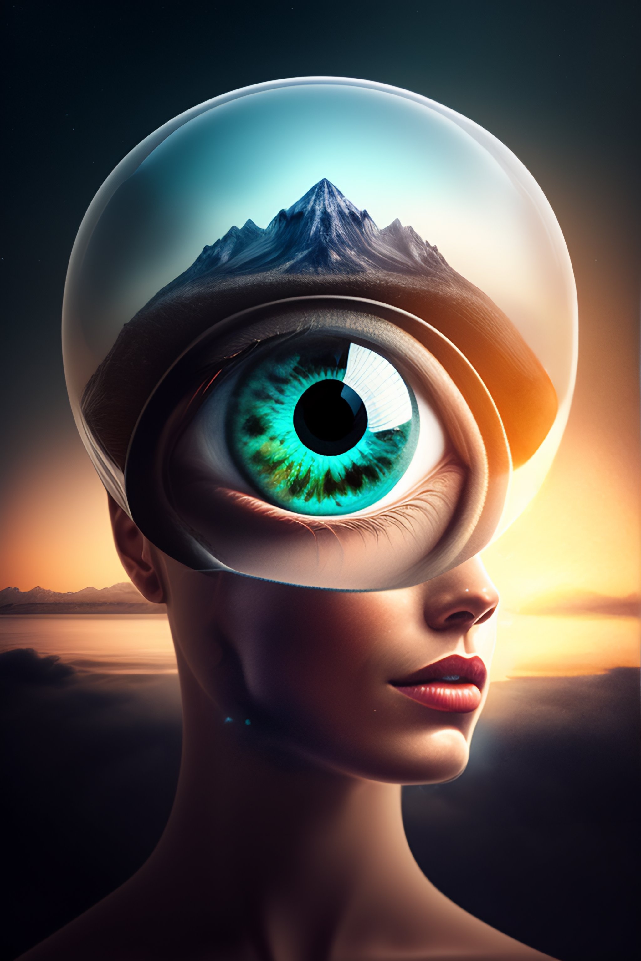 Lexica - Human head with enhanced eyes