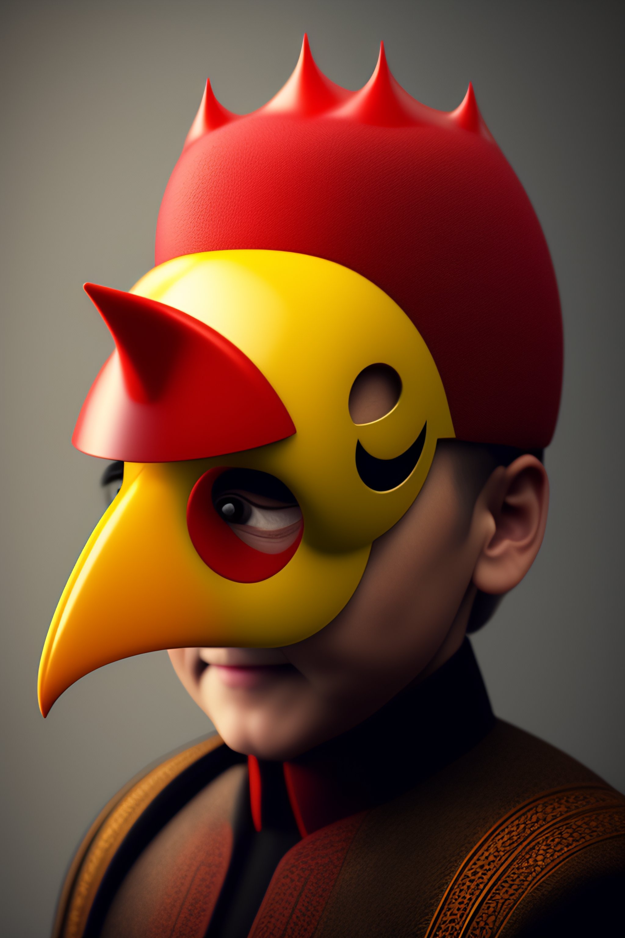 Lexica - Stupid Chicken mask. 3D cartoon. Funny.