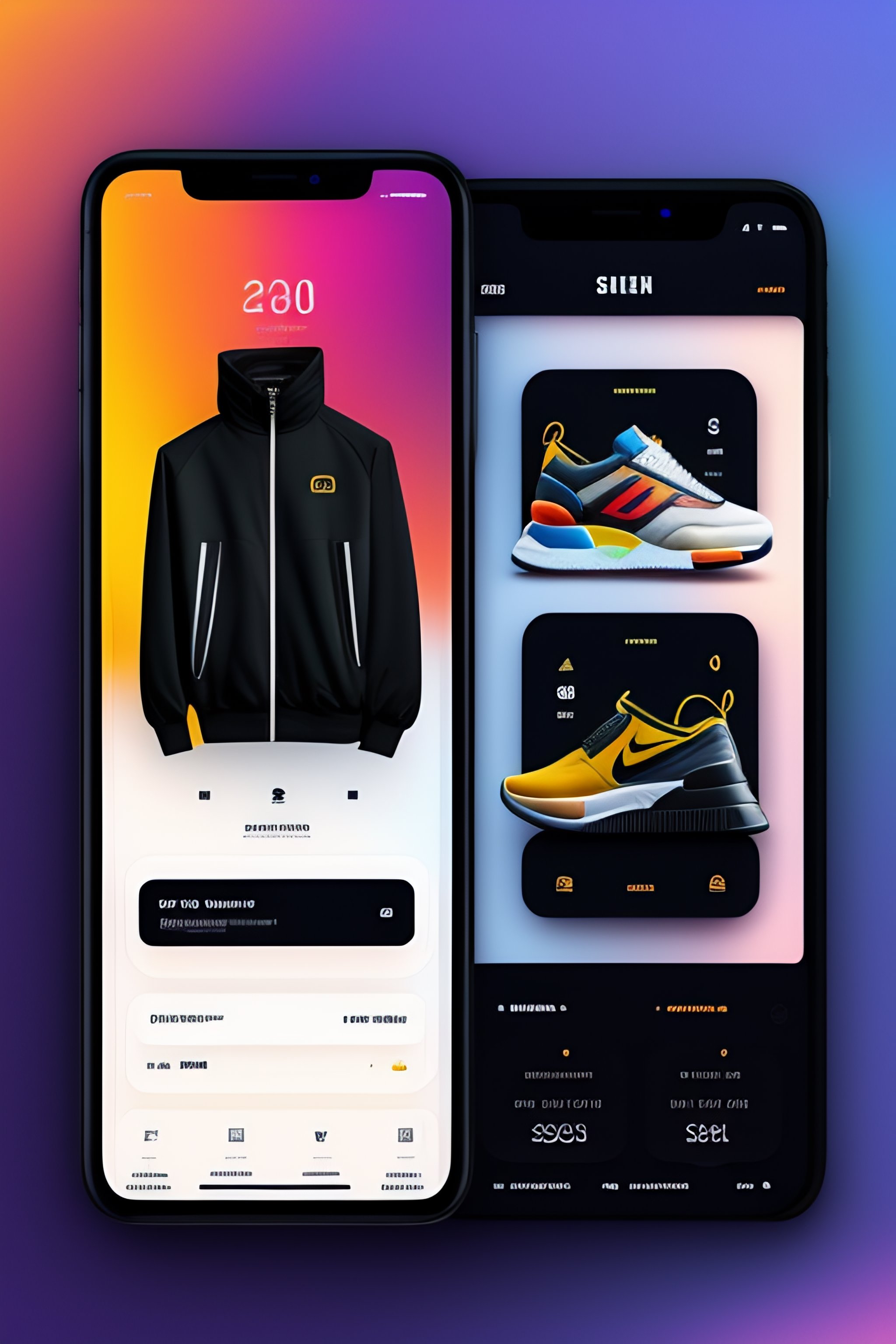 Lexica - UI UX interface design side by side Behance Dribbble, shopping ...