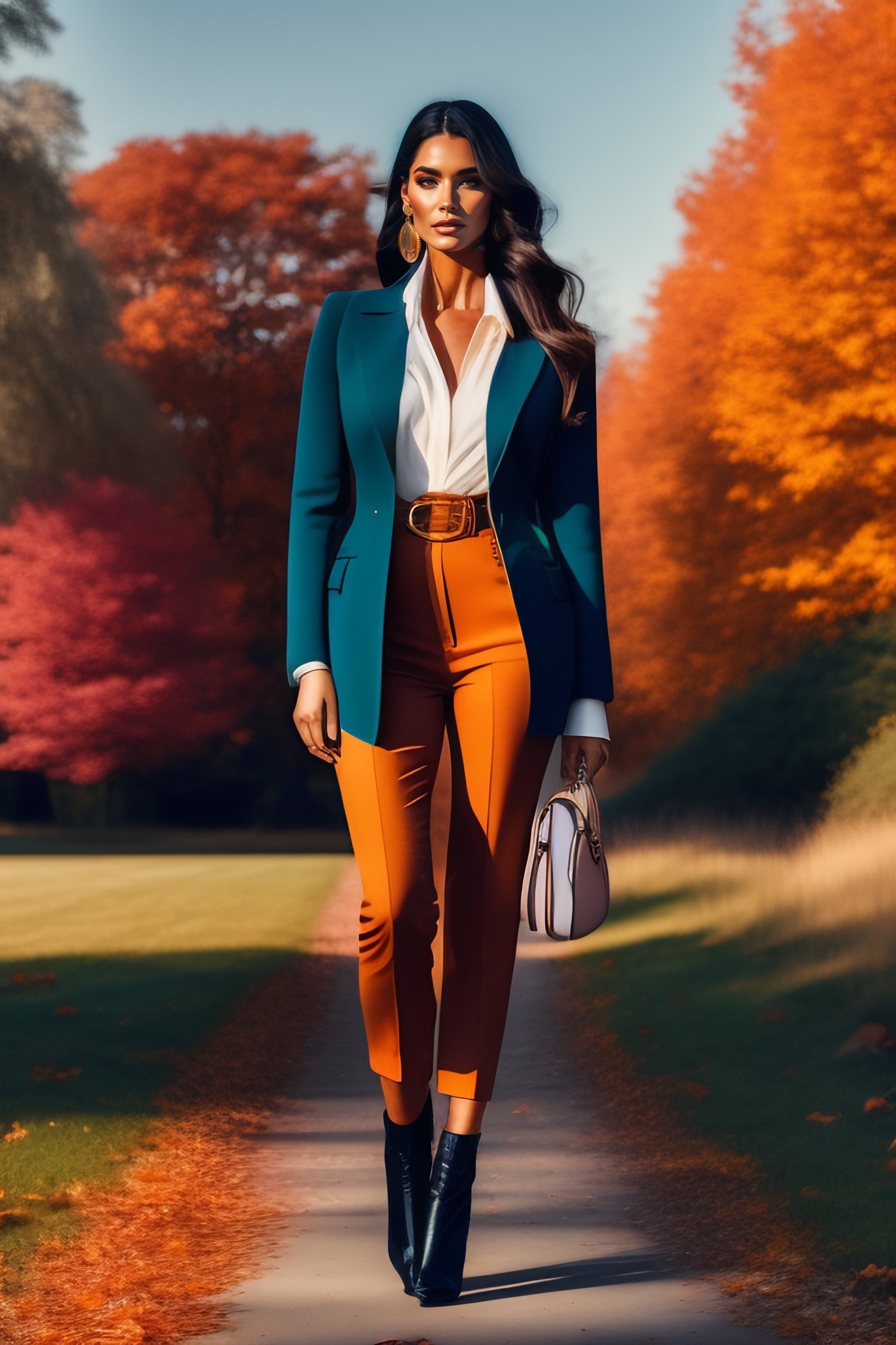 Lexica Professional Photo Of Fall Outfits Collection Brunette Model Full Body Elle Style 3190