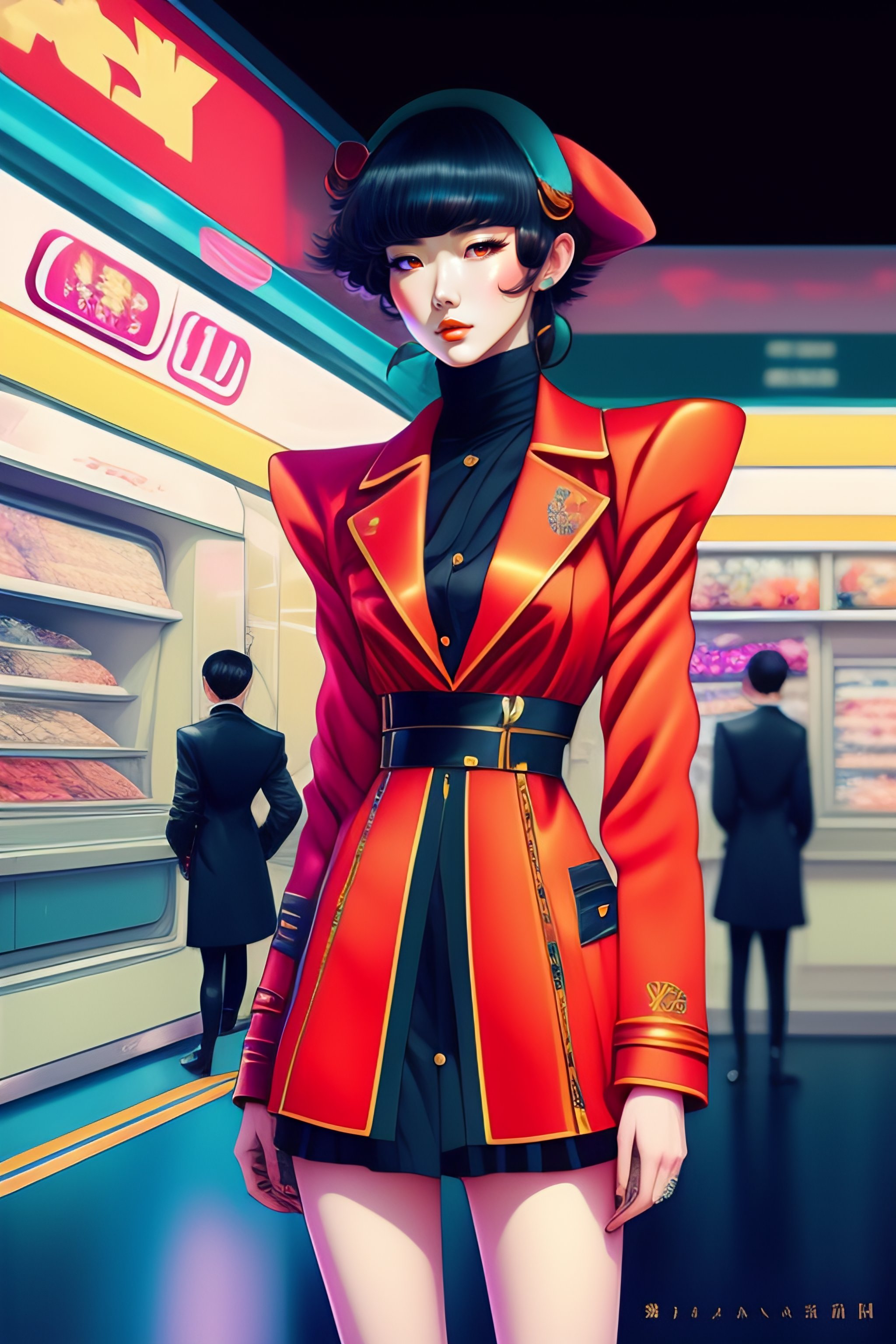 Lexica - Stylish haute couture outfit worn by model in the style of 90 ...